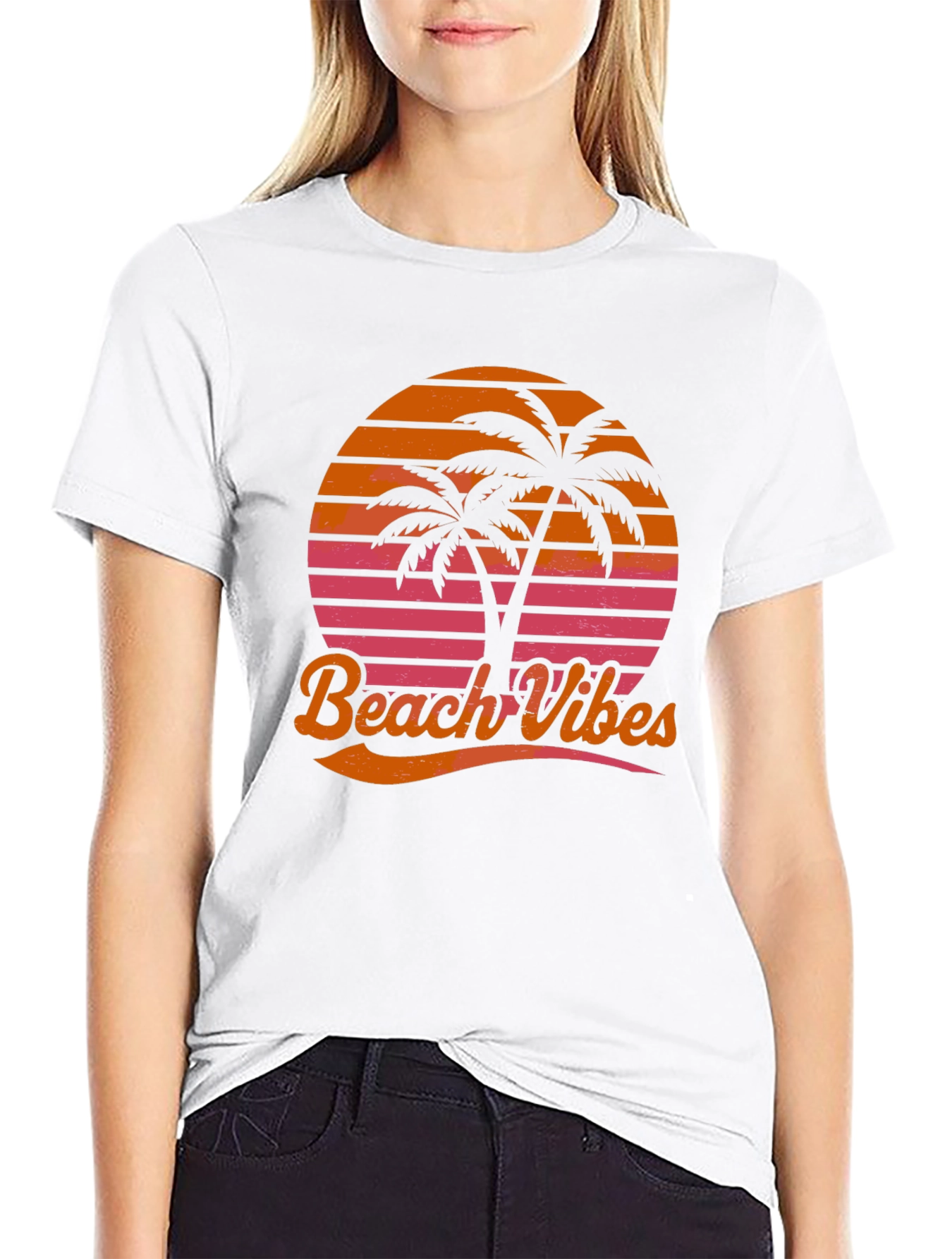 Beach Vibes Graphic Tee - Retro Palm Tree T-Shirt