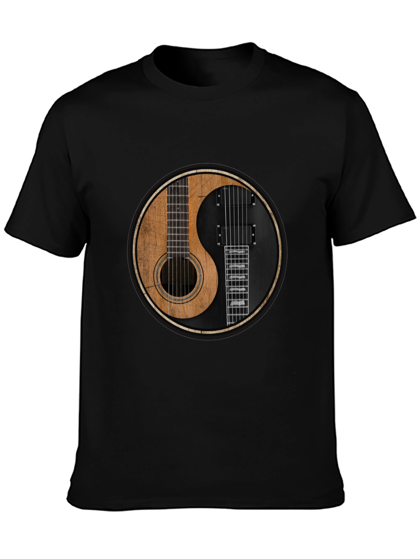 Yin Yang Guitar T-Shirt - Acoustic & Electric Harmony