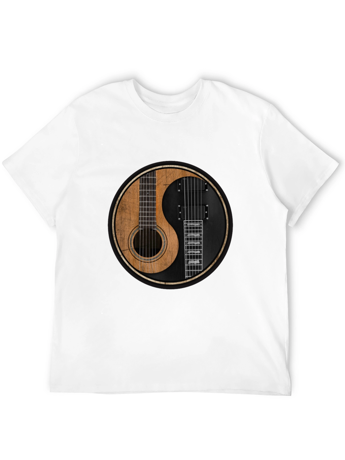 Yin Yang Guitar T-Shirt - Acoustic & Electric Harmony