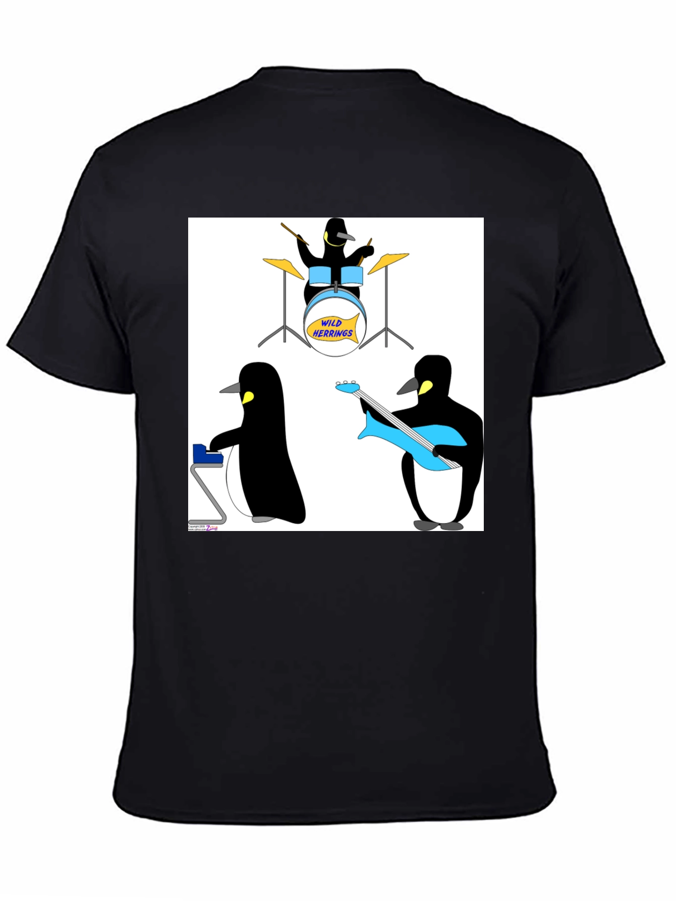 Penguin Band Graphic Tee - Black Cotton T-Shirt