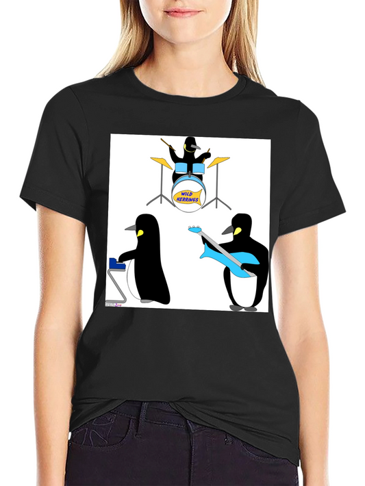 Penguin Band Graphic Tee - Black Cotton T-Shirt