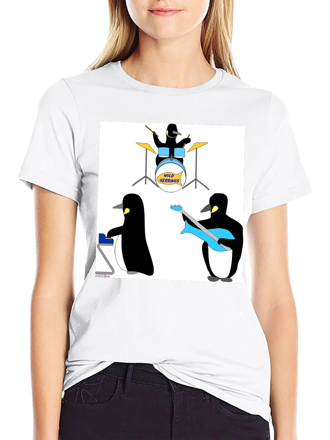 Penguin Band Graphic Tee - Black Cotton T-Shirt