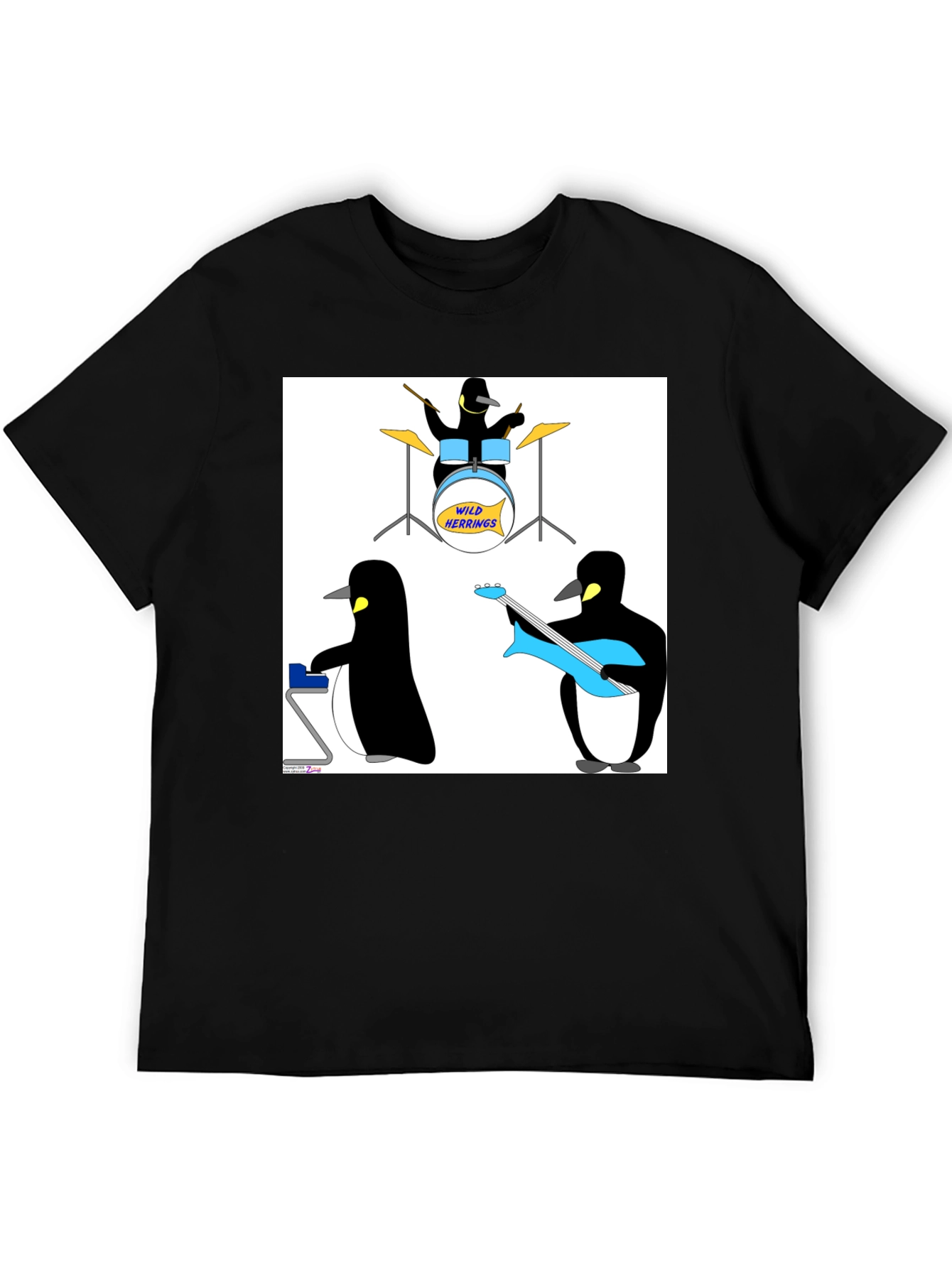 Penguin Band Graphic Tee - Black Cotton T-Shirt