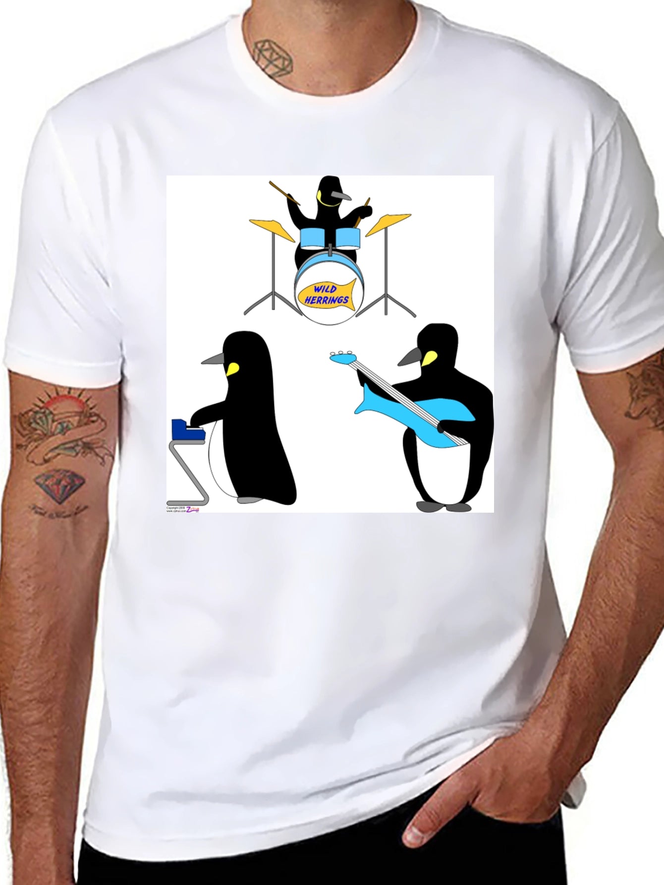 Penguin Band Graphic Tee - Black Cotton T-Shirt