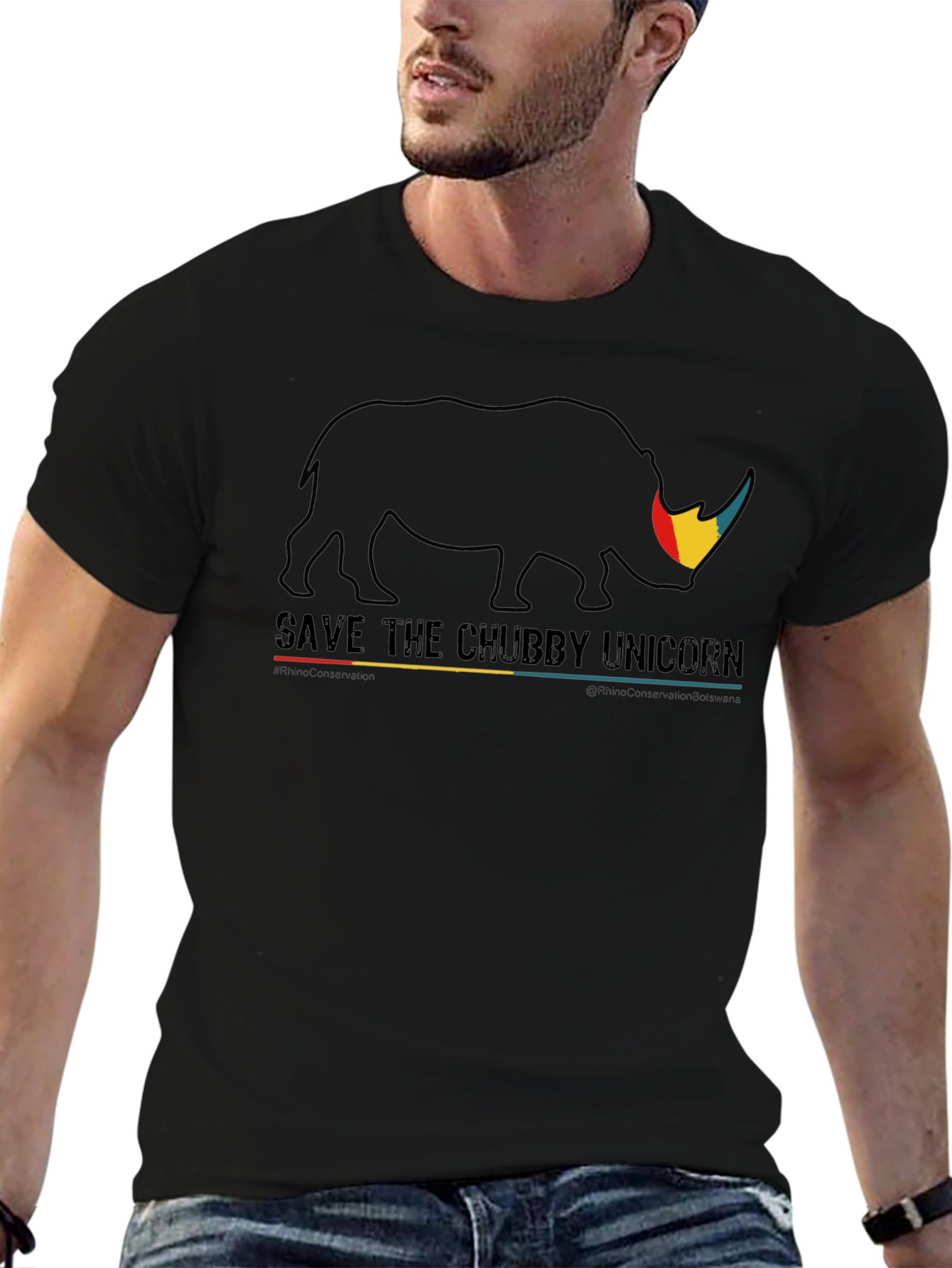 Save The Chubby Unicorn Black T-Shirt