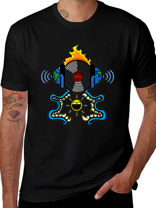 Fiery Vinyl Record Graphic Tee