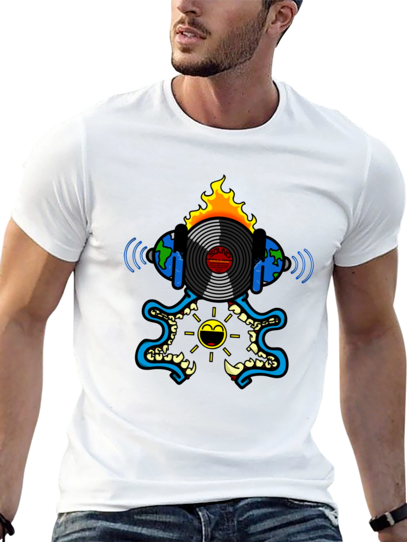 Fiery Vinyl Record Graphic Tee