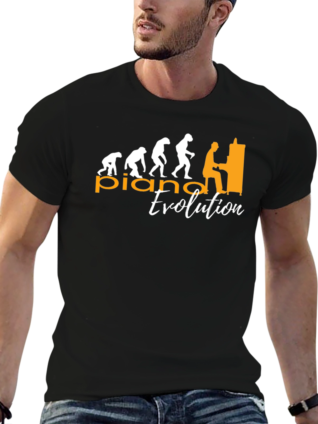 Piano Evolution Graphic T-Shirt - Musician Humor Tee