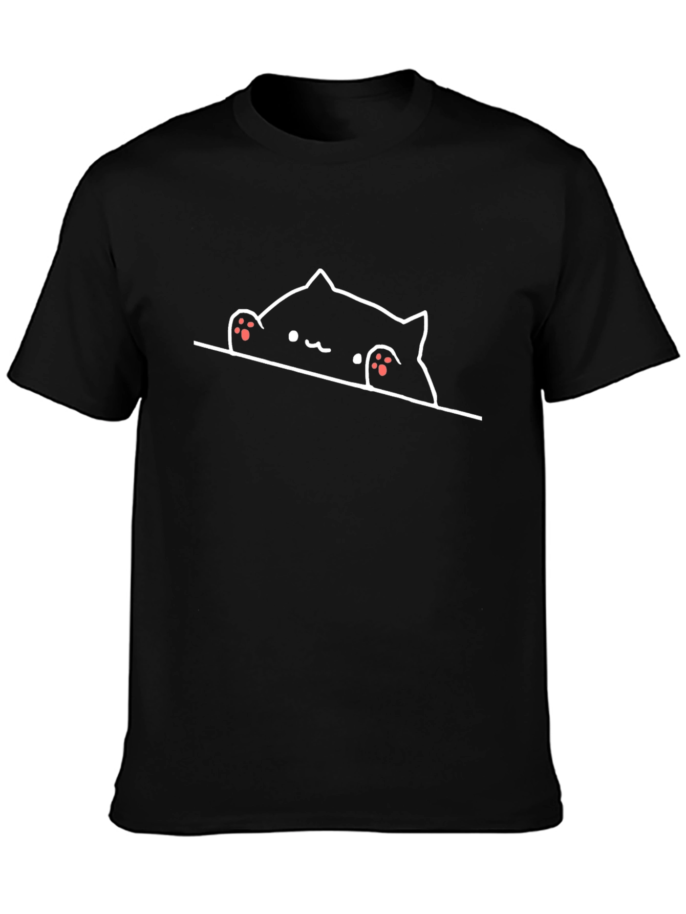 Cute Cat Peekaboo Graphic Tee - Unisex Black T-Shirt