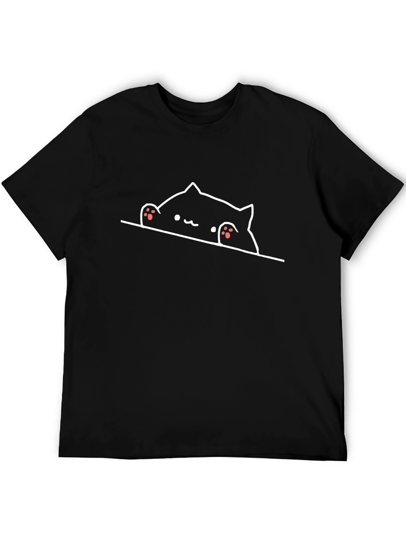 Cute Cat Peekaboo Graphic Tee - Unisex Black T-Shirt