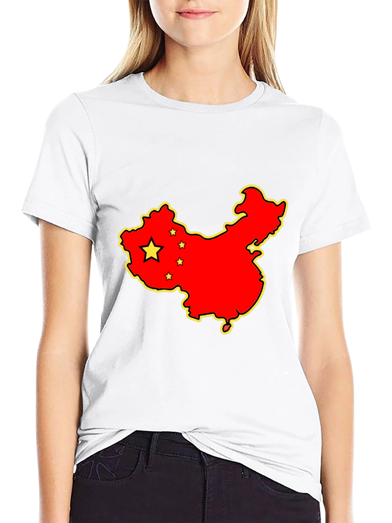 China Map Graphic Tee - Black Cotton T-Shirt