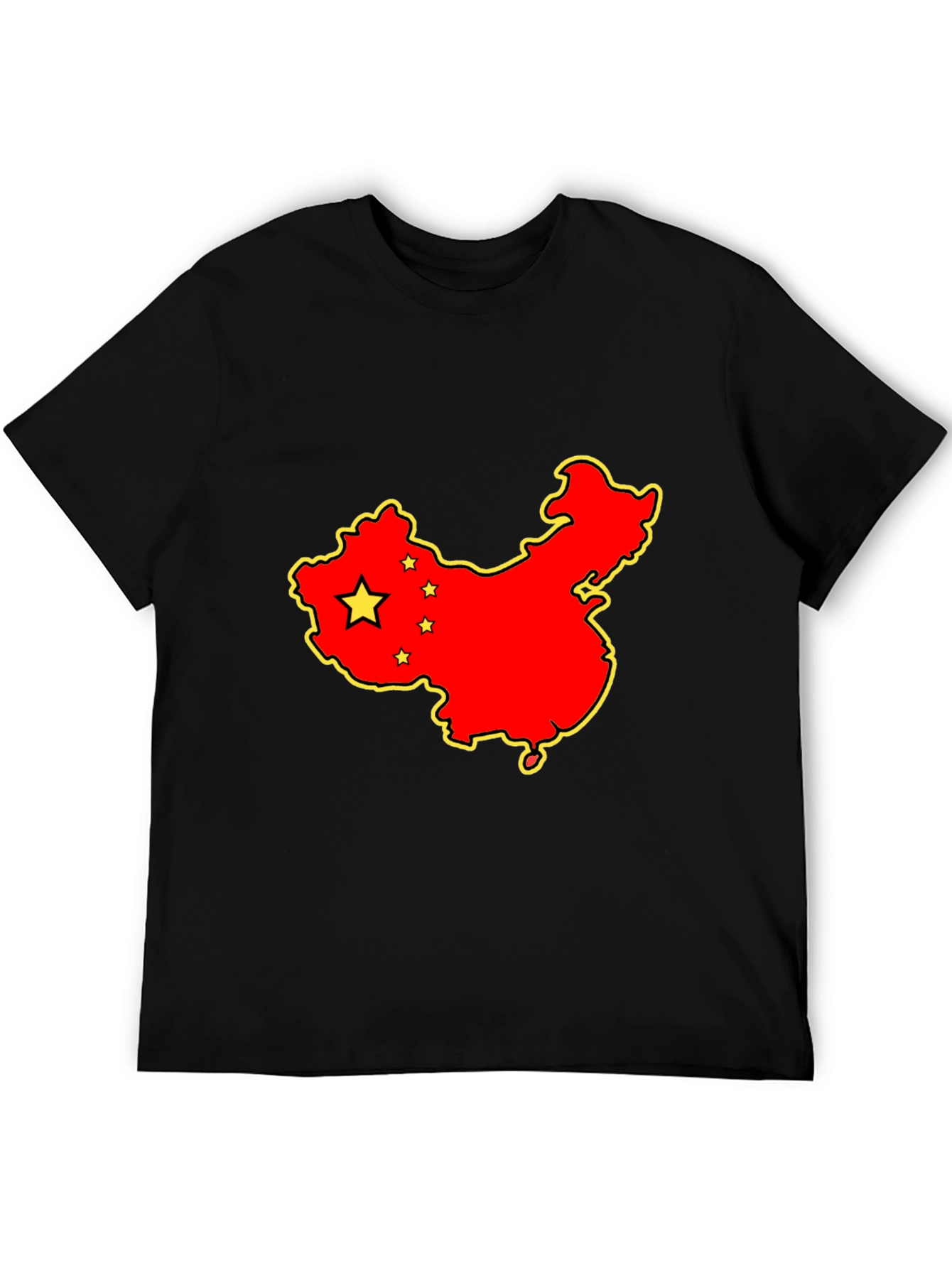 China Map Graphic Tee - Black Cotton T-Shirt