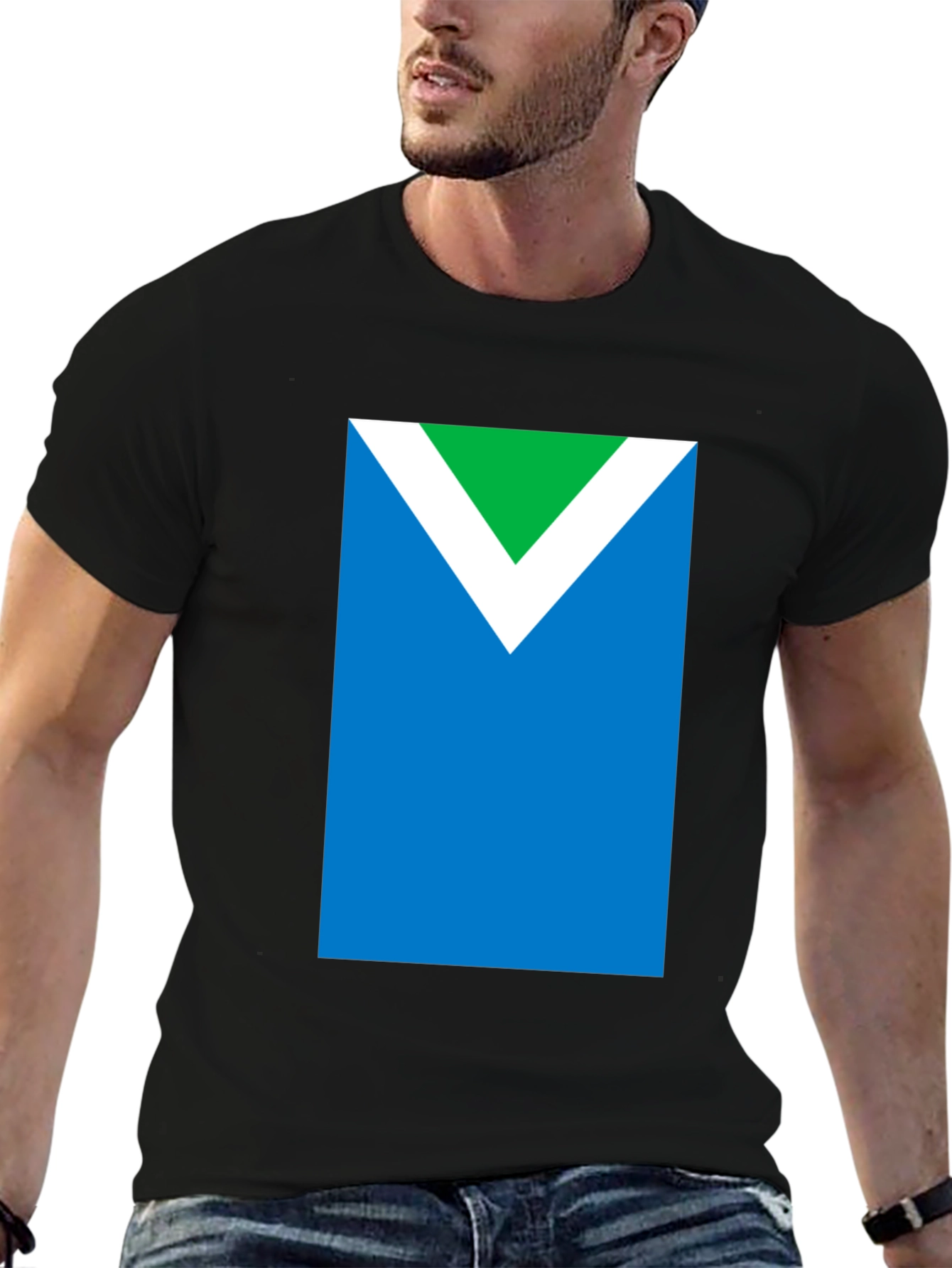 Vegan Symbol T-Shirt - Green White and Blue