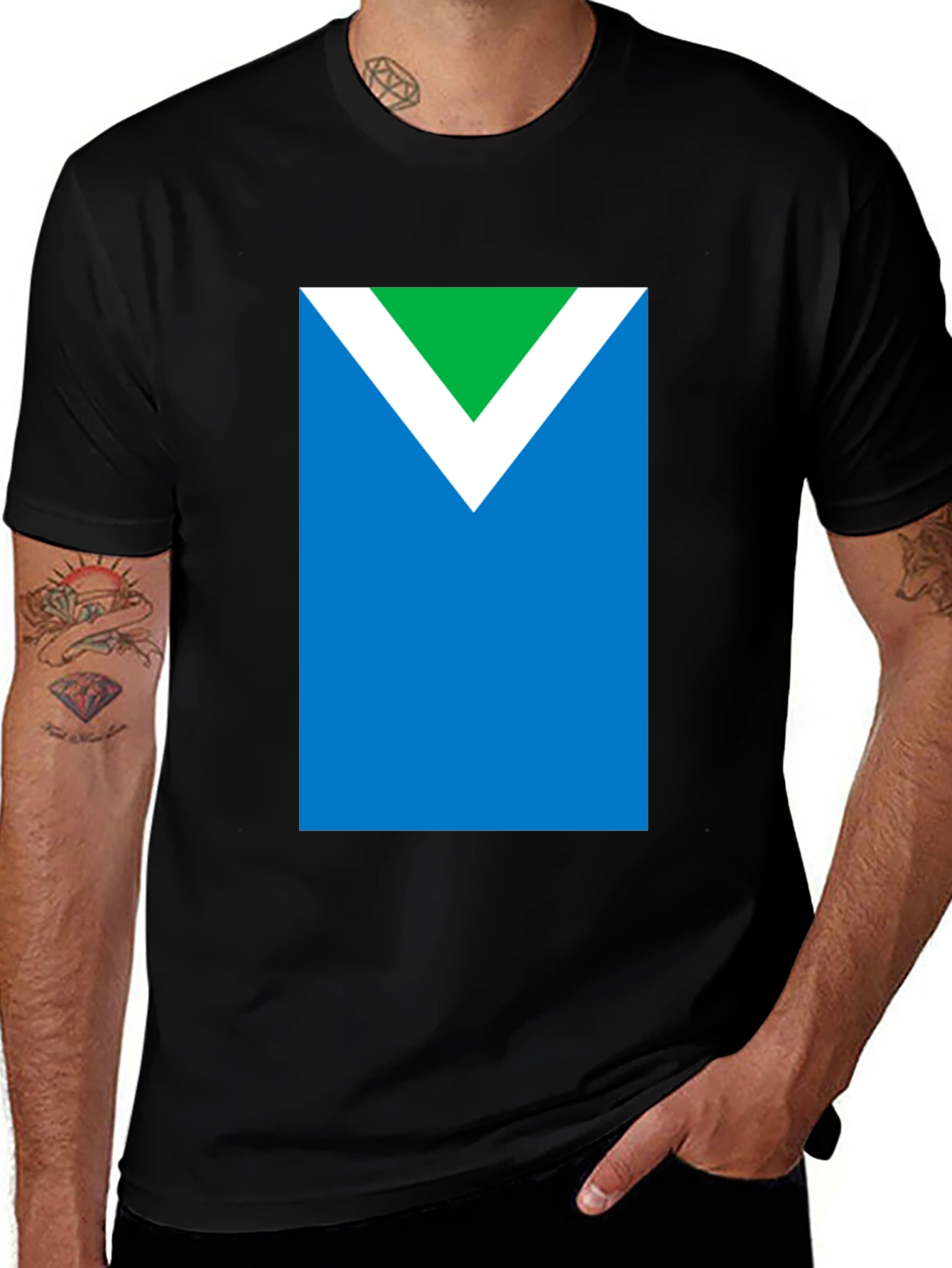 Vegan Symbol T-Shirt - Green White and Blue