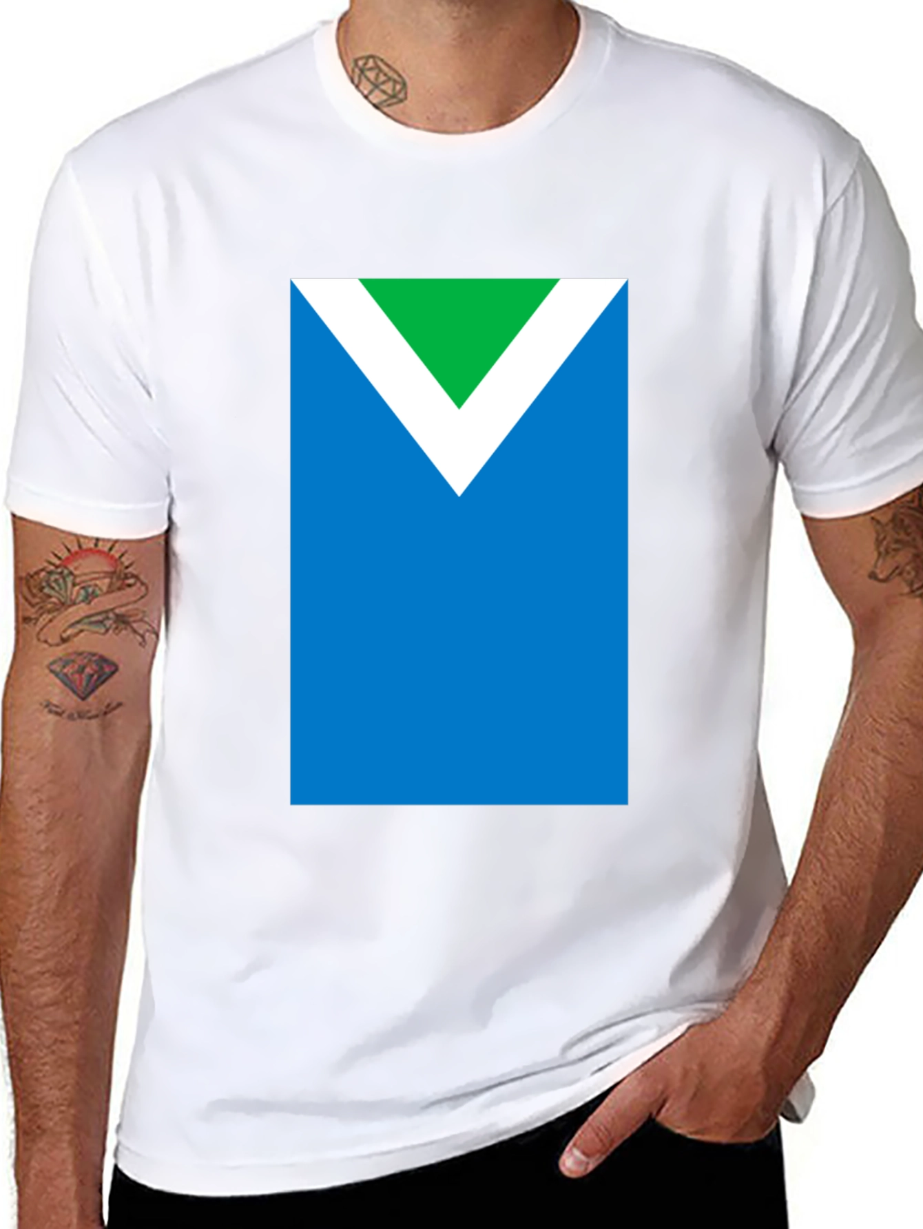 Vegan Symbol T-Shirt - Green White and Blue