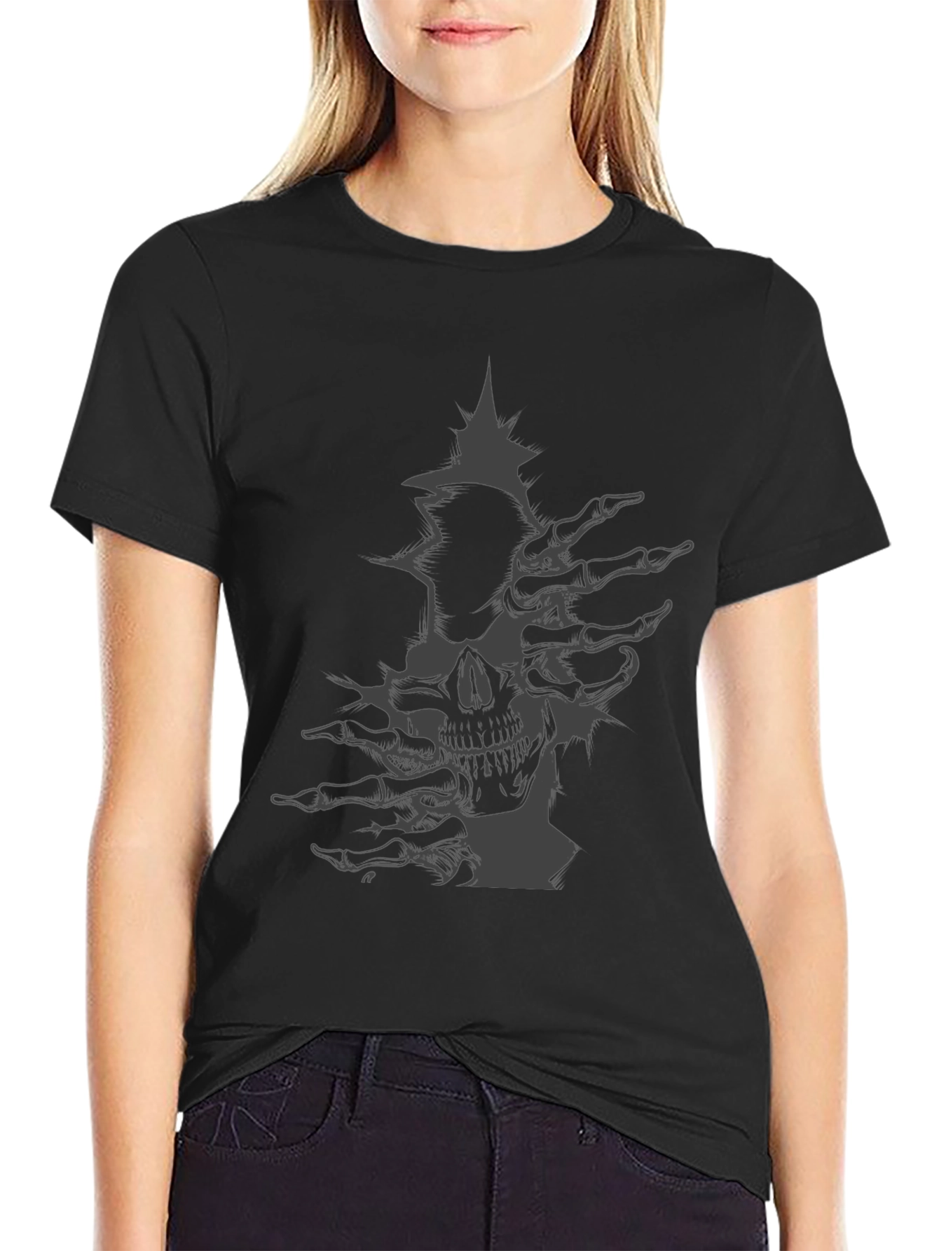 Skull Graphic Tee - Dark Skeleton Design