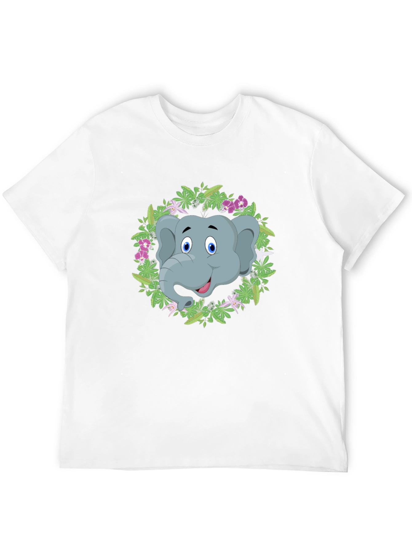 Elephant Floral Wreath Graphic Tee - Black
