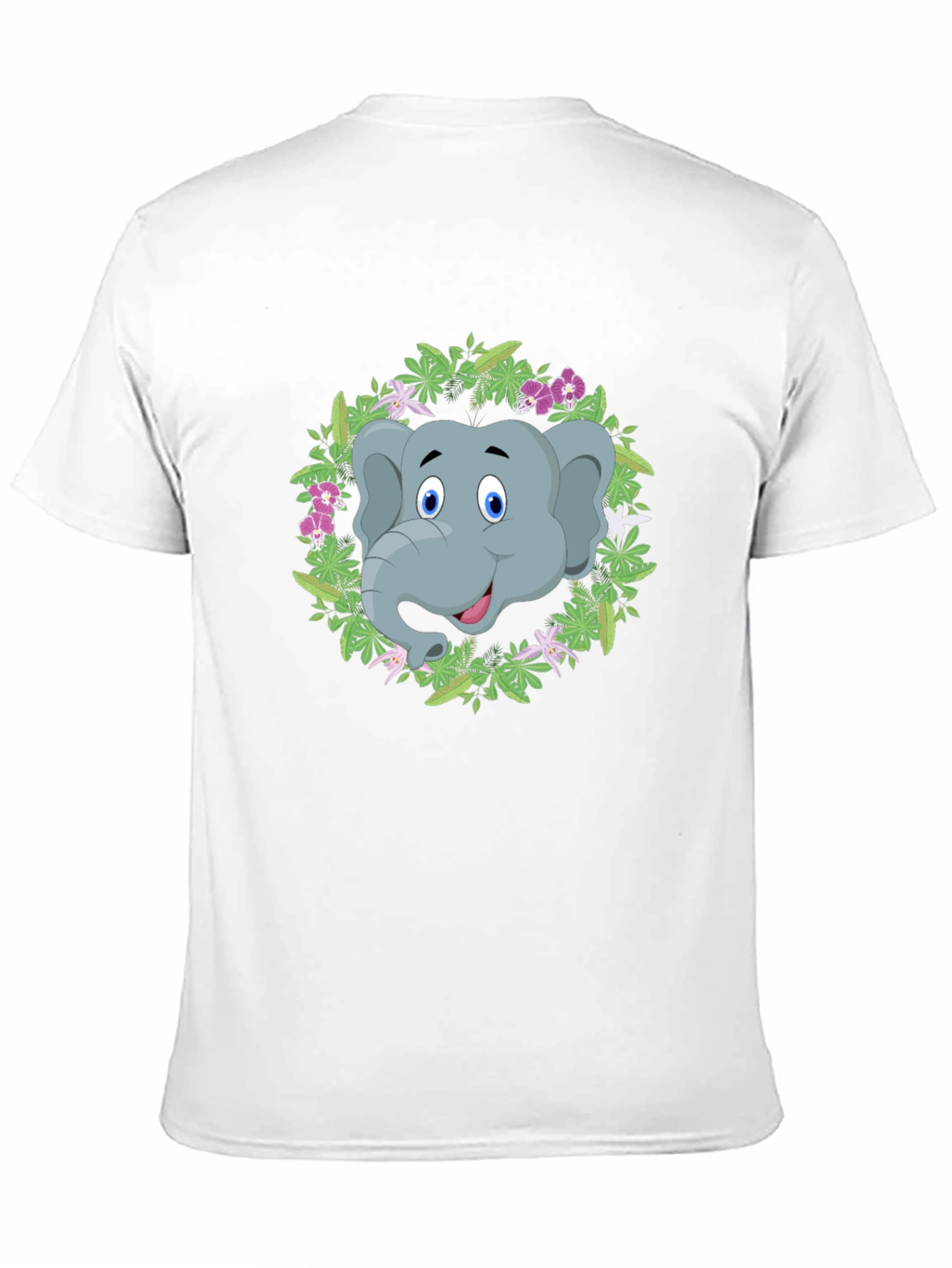 Elephant Floral Wreath Graphic Tee - Black