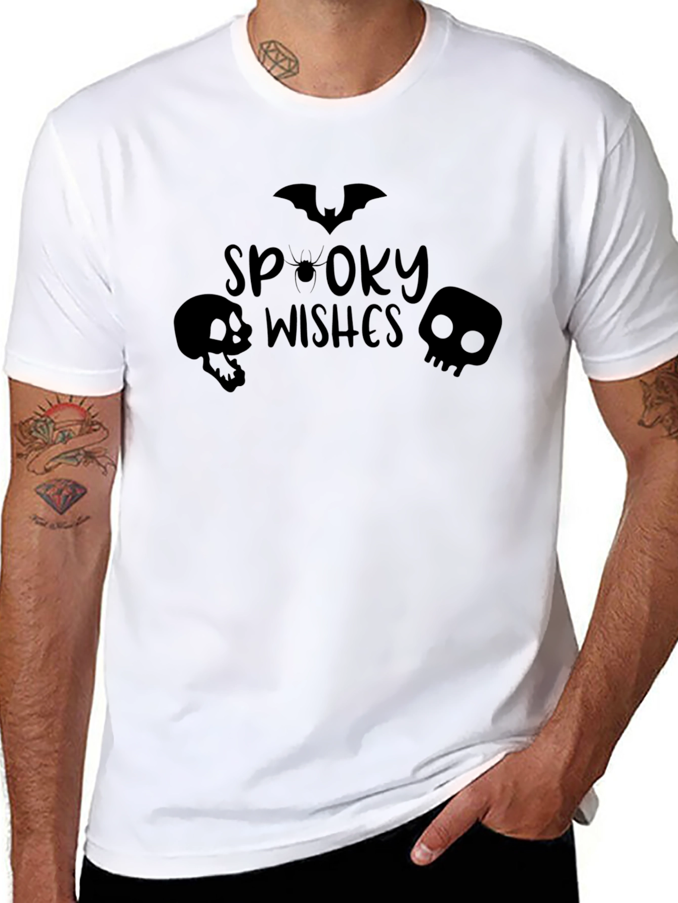 Spooky Wishes Black T-Shirt - Halloween Graphic Tee