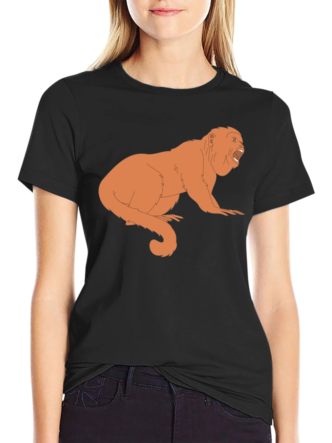 Howler Monkey Graphic Tee - Black Cotton T-Shirt