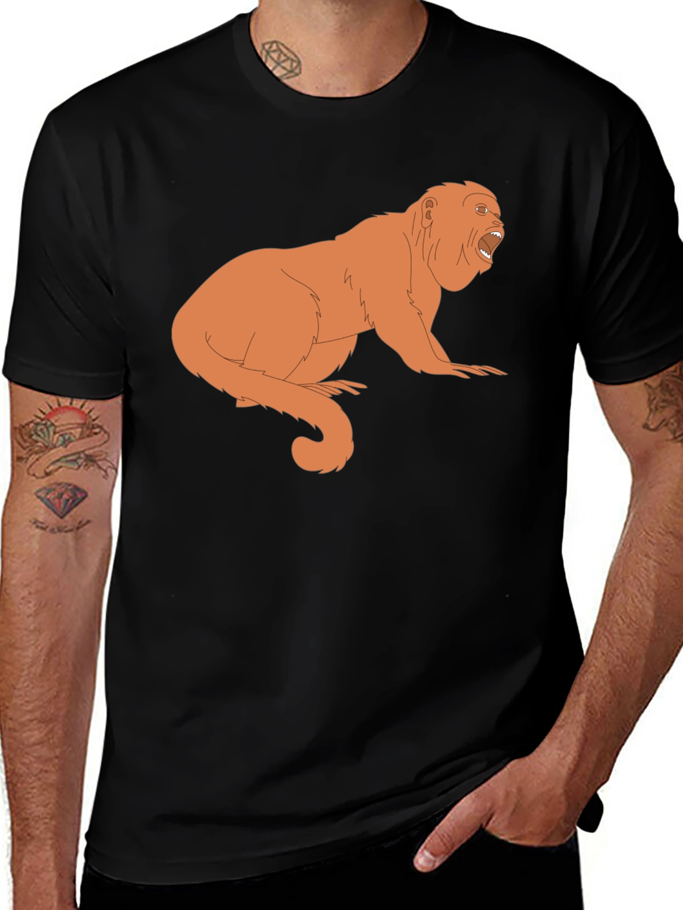 Howler Monkey Graphic Tee - Black Cotton T-Shirt