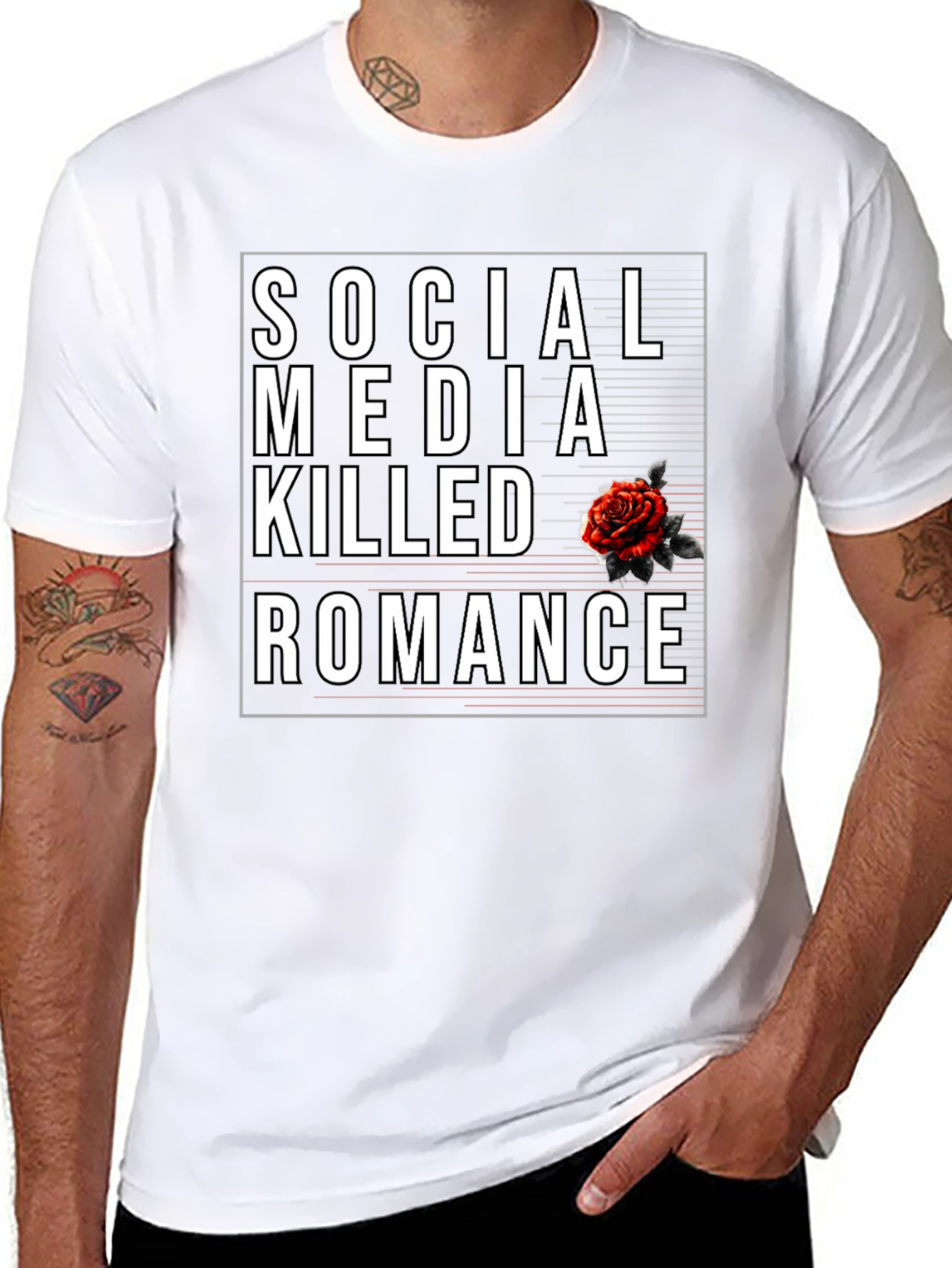Social Media Killed Romance Black Graphic Tee