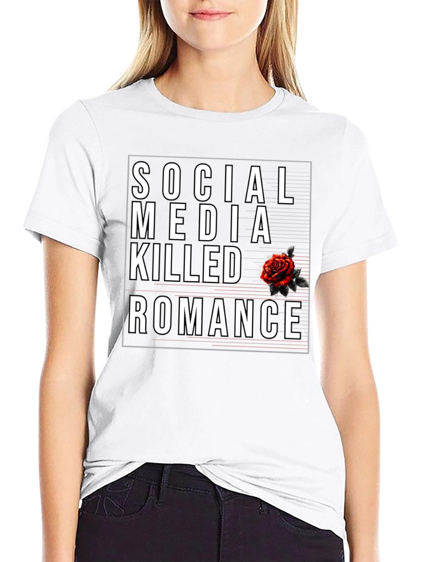 Social Media Killed Romance Black Graphic Tee