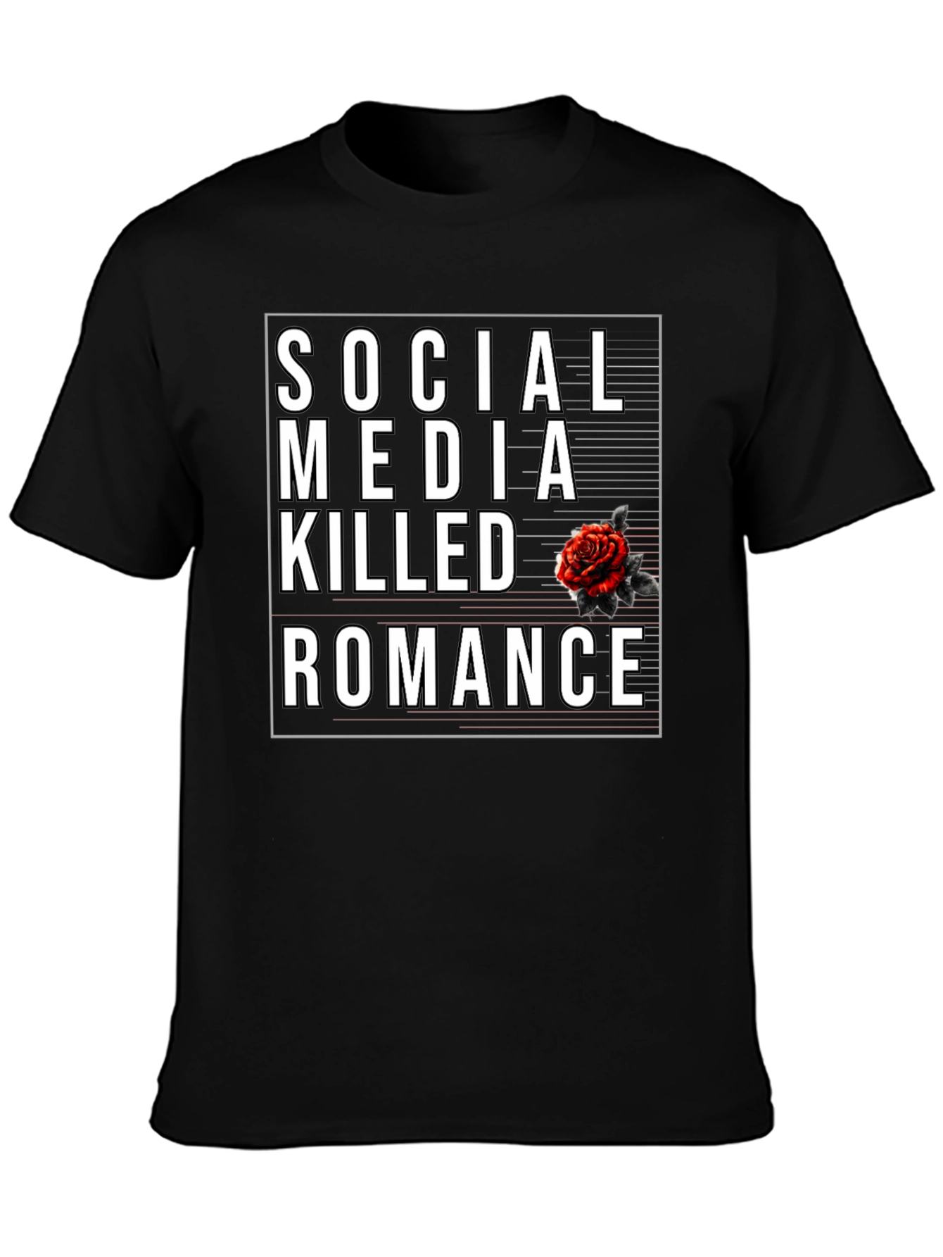 Social Media Killed Romance Black Graphic Tee