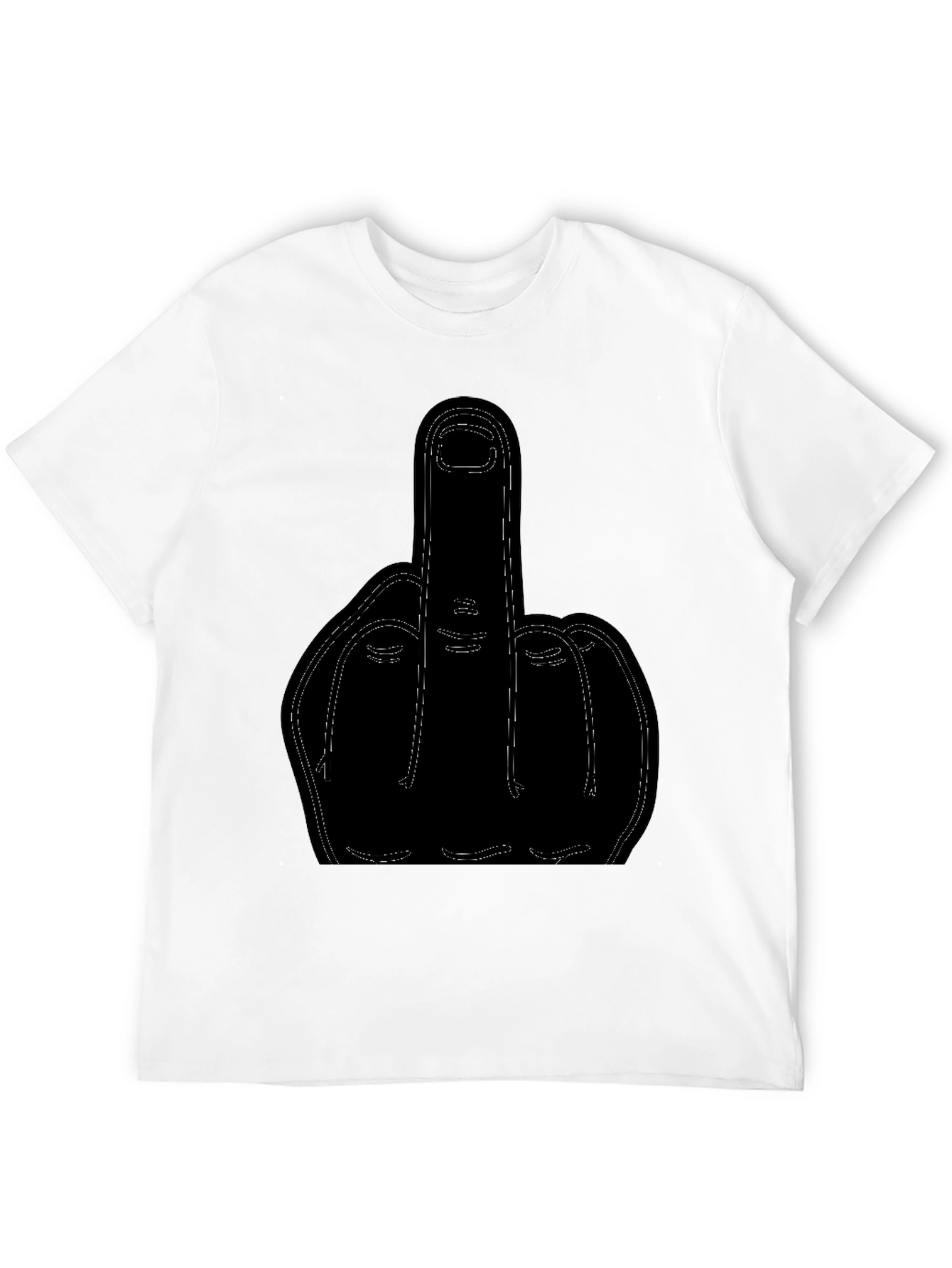 Middle Finger Graphic Print Black T-Shirt