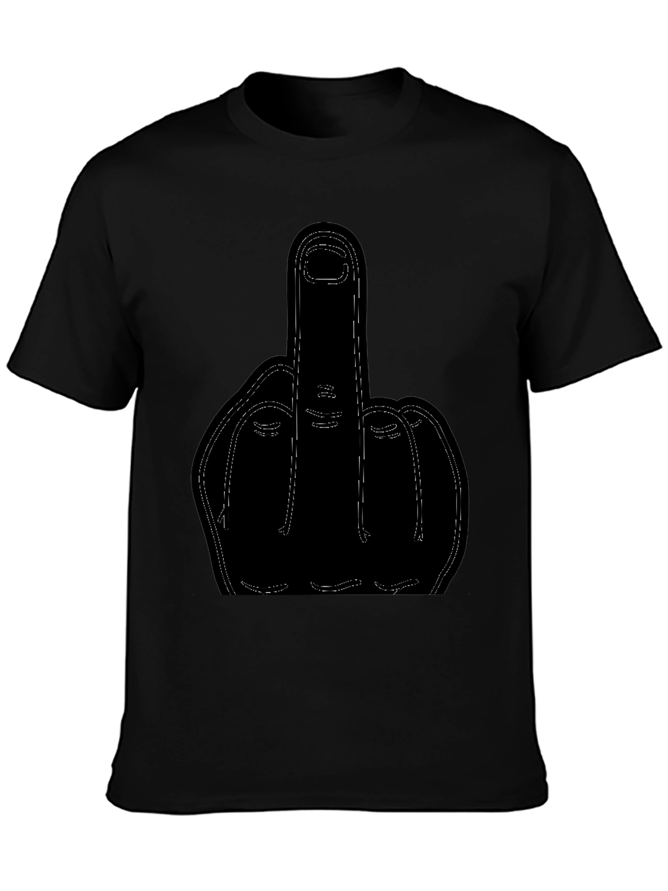 Middle Finger Graphic Print Black T-Shirt