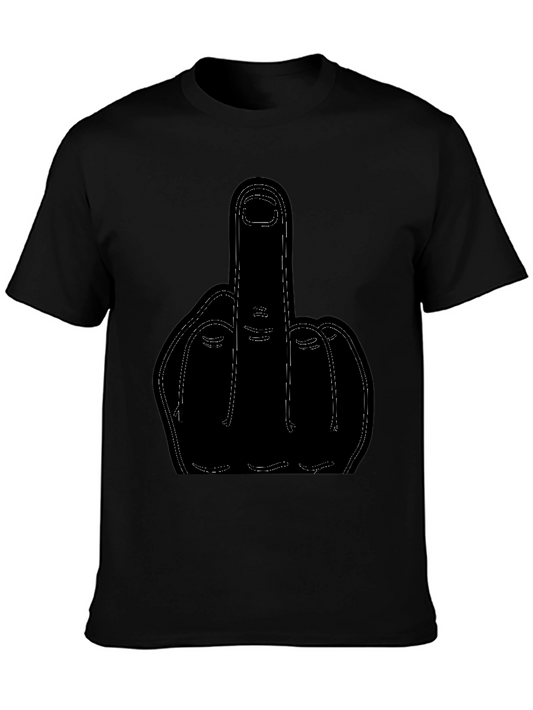 Middle Finger Graphic Print Black T-Shirt