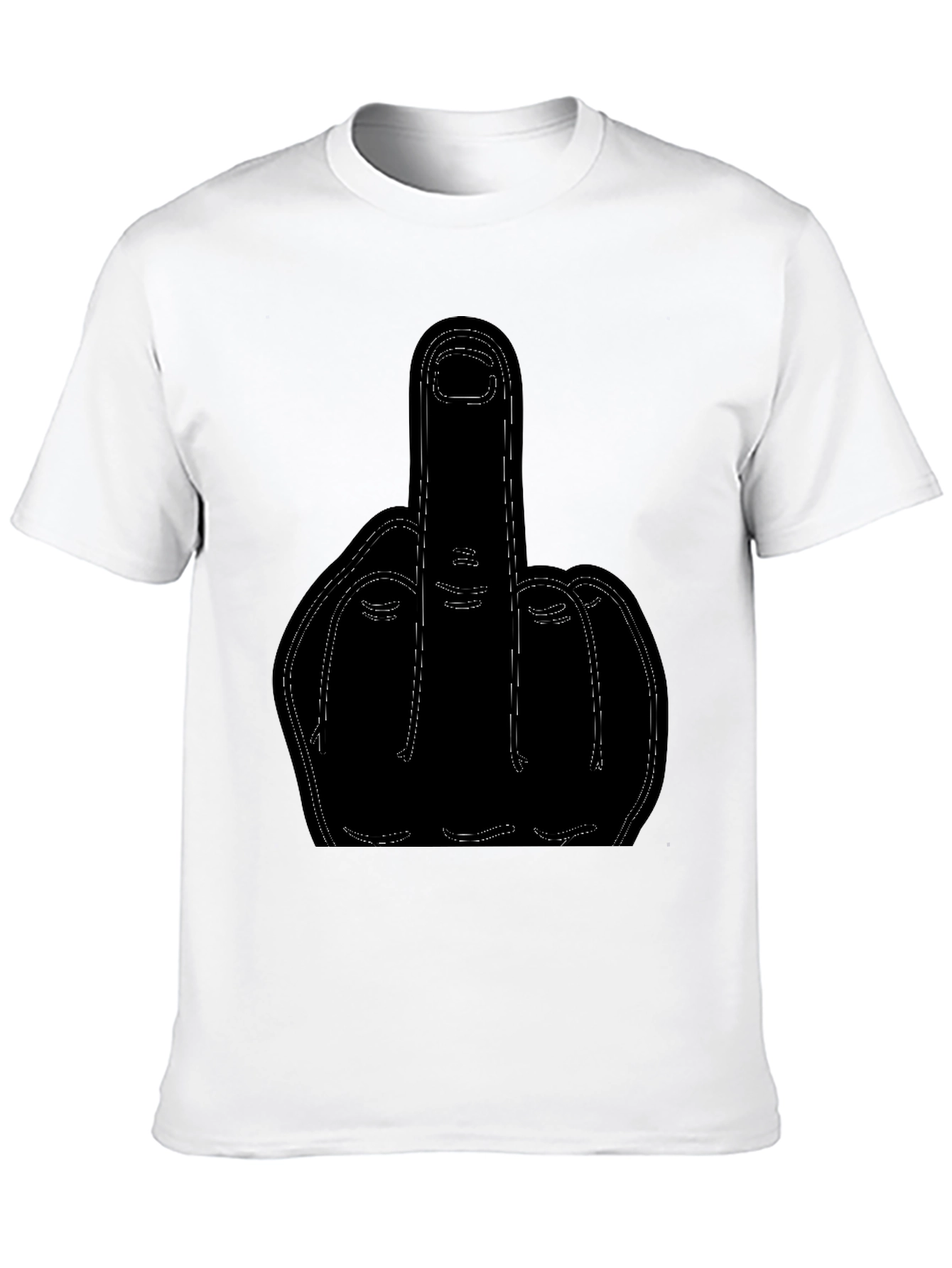 Middle Finger Graphic Print Black T-Shirt