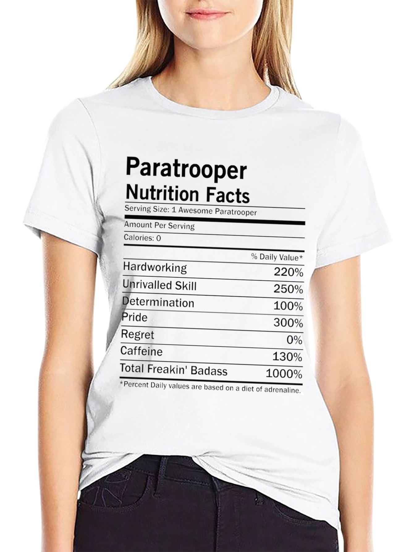 Paratrooper Nutrition Facts Graphic T-Shirt