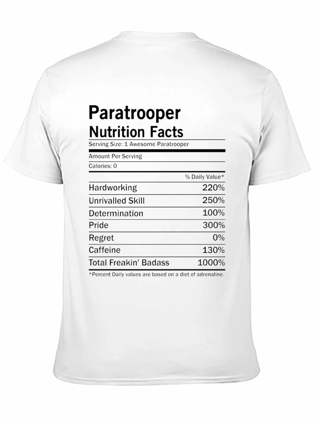 Paratrooper Nutrition Facts Graphic T-Shirt
