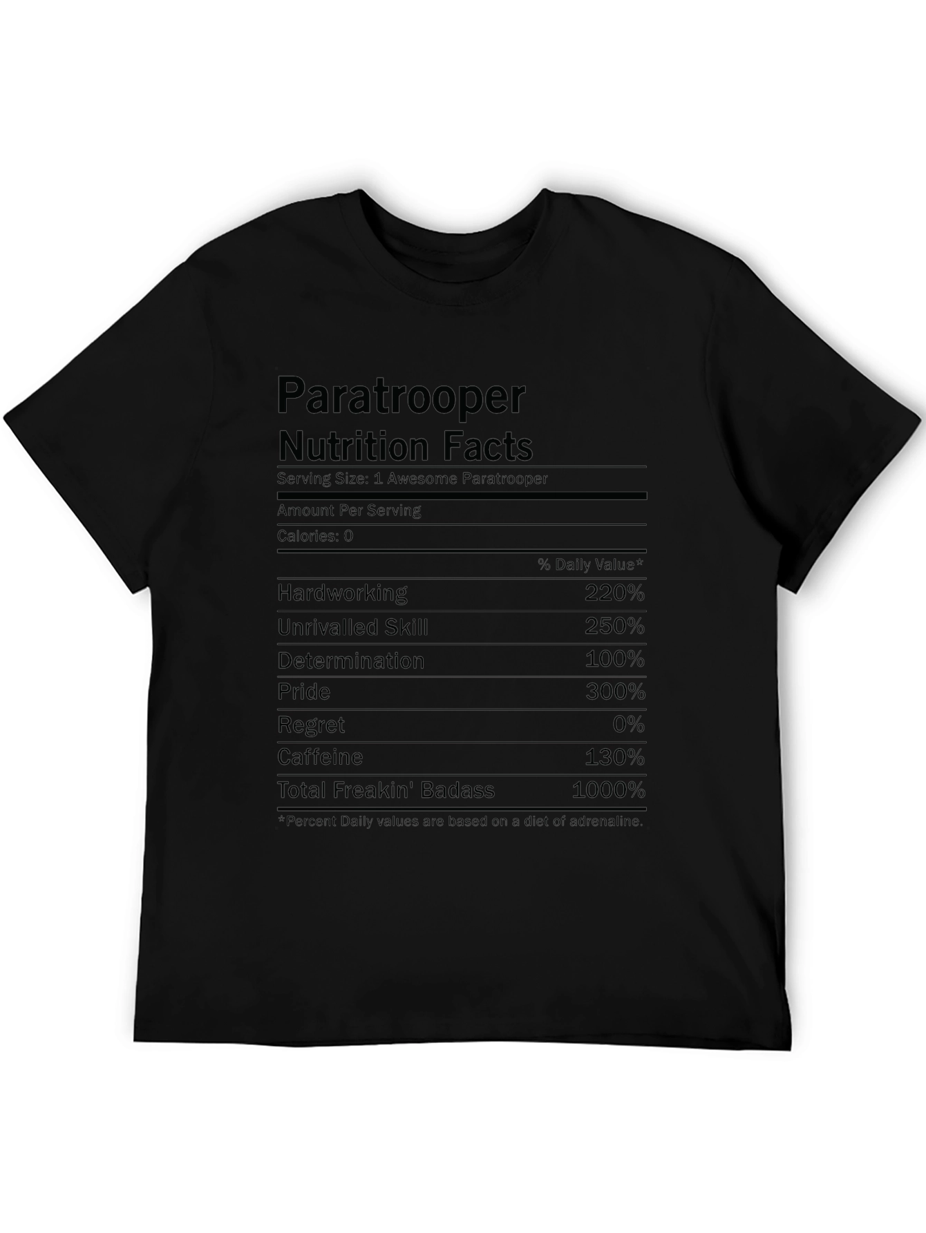 Paratrooper Nutrition Facts Graphic T-Shirt