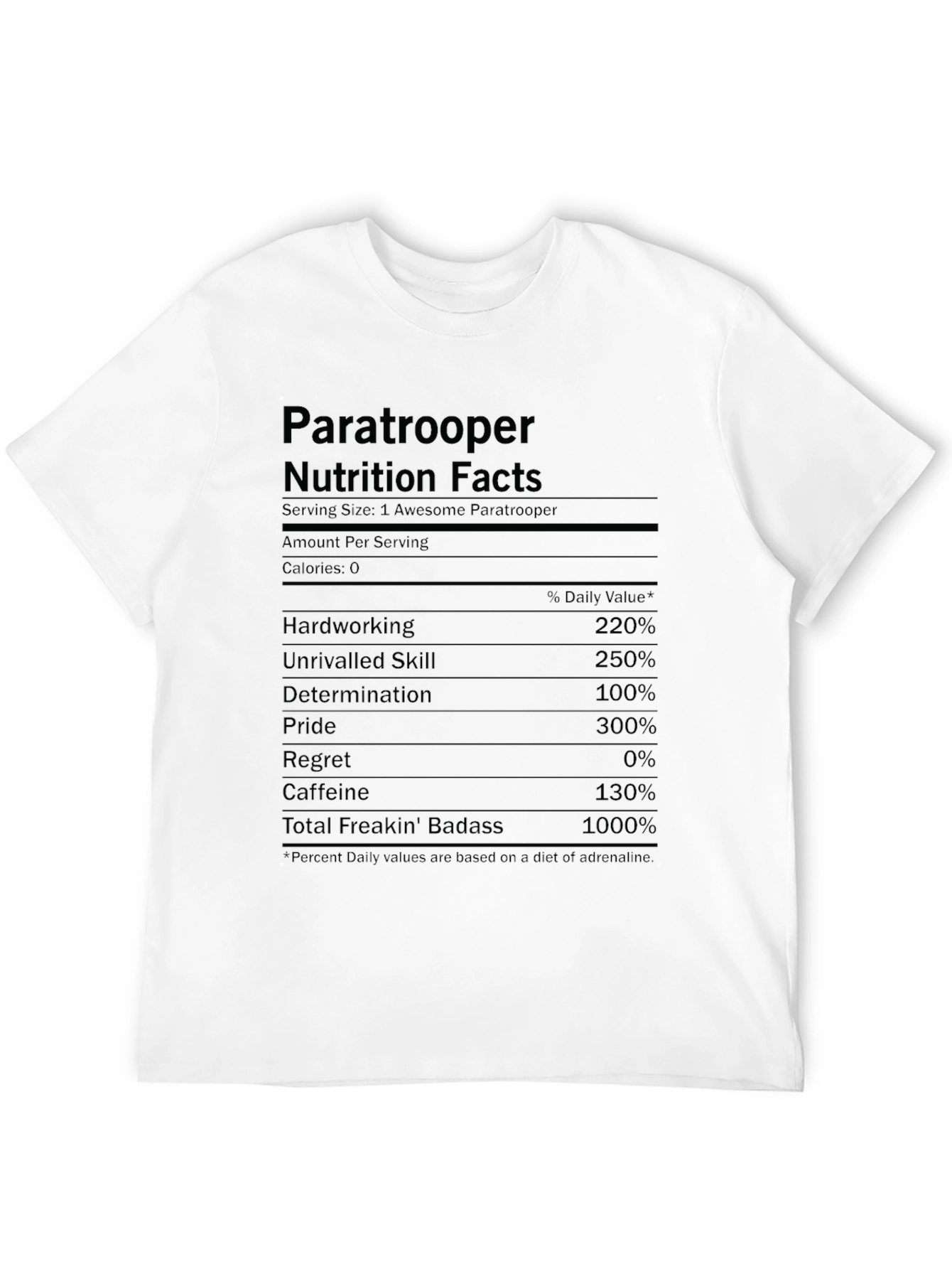 Paratrooper Nutrition Facts Graphic T-Shirt