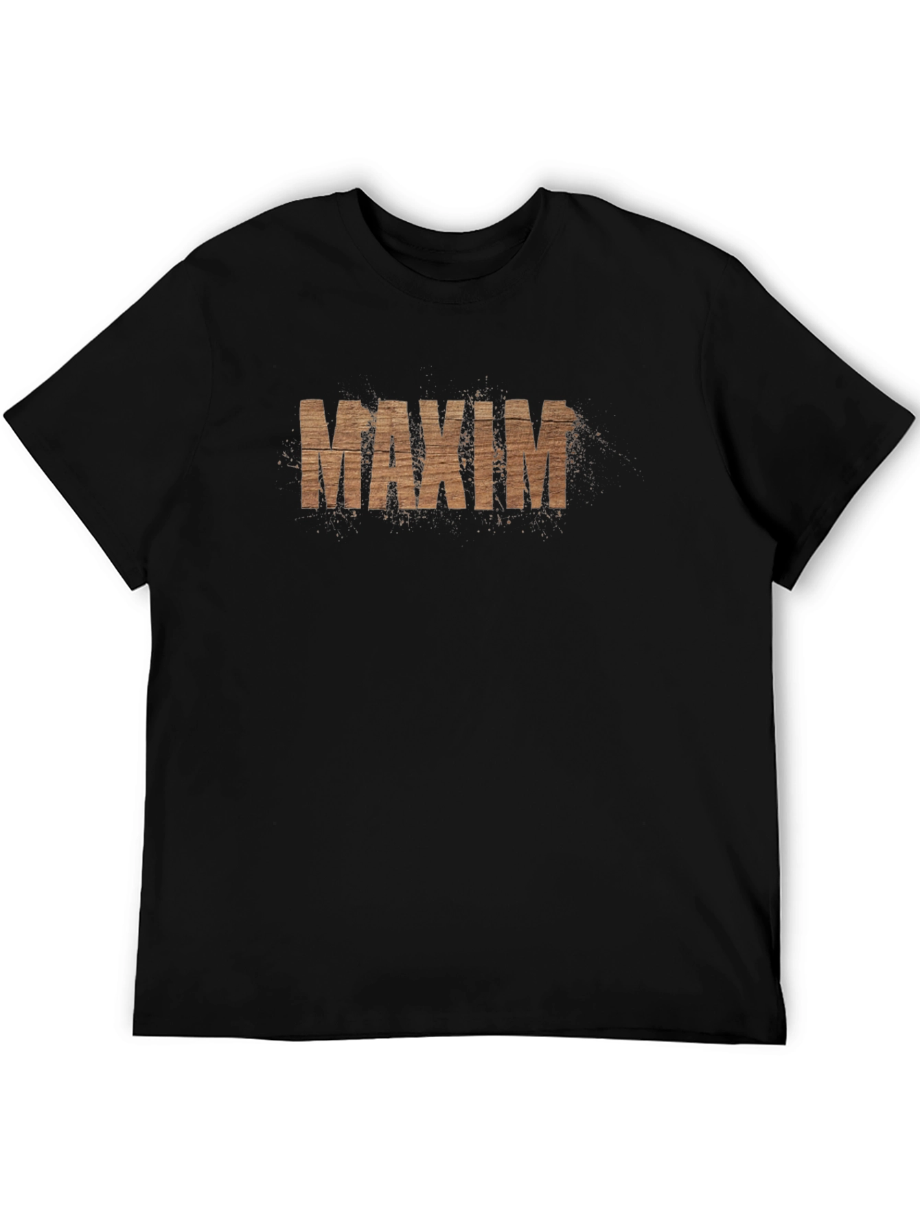 Maxim Wood Grain Tee - Modern Black Graphic T-Shirt