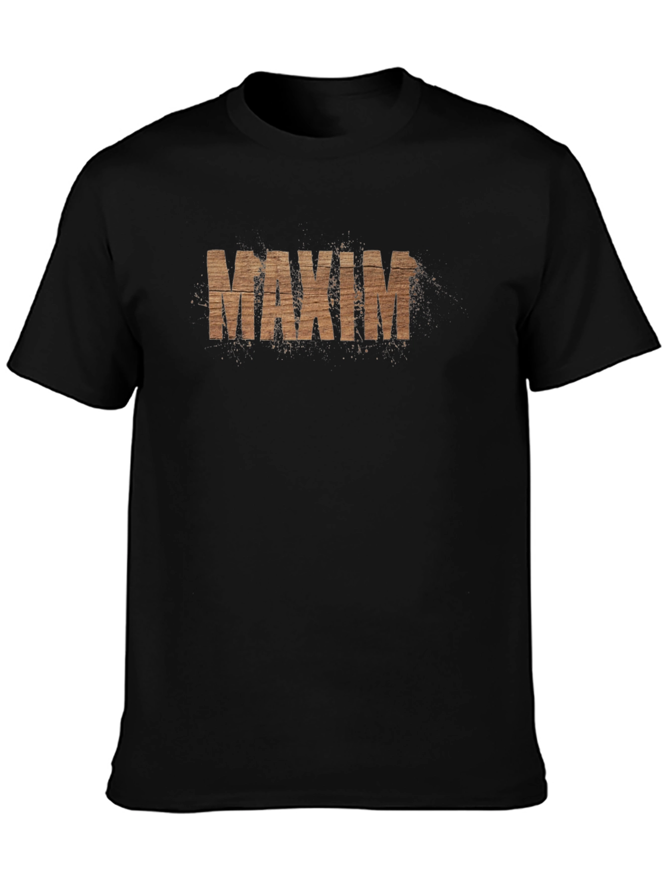 Maxim Wood Grain Tee - Modern Black Graphic T-Shirt