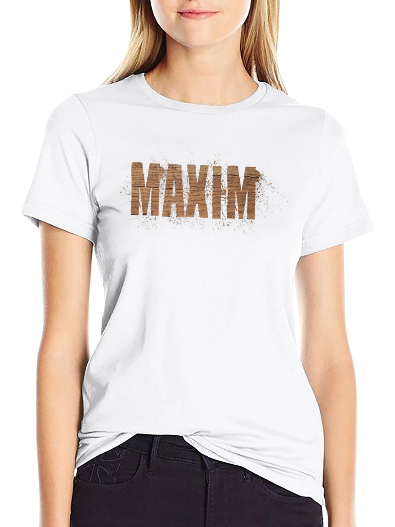Maxim Wood Grain Tee - Modern Black Graphic T-Shirt