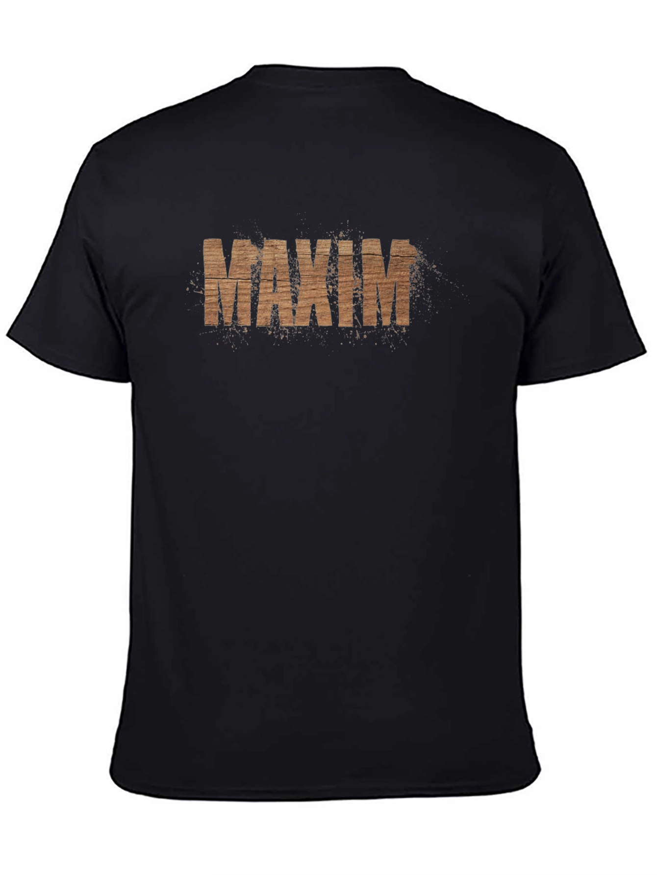 Maxim Wood Grain Tee - Modern Black Graphic T-Shirt