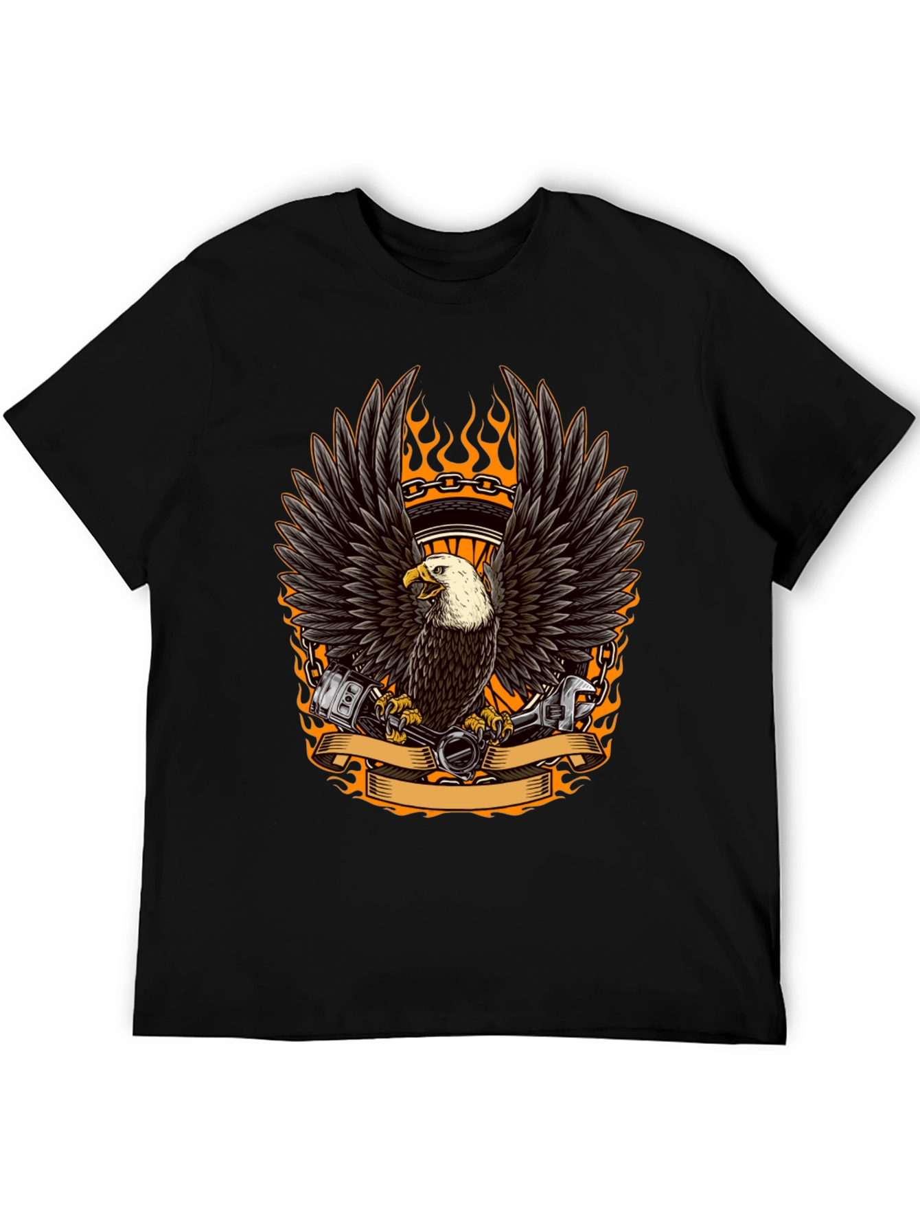 Eagle Biker Graphic Tee - Cool Black T-Shirt