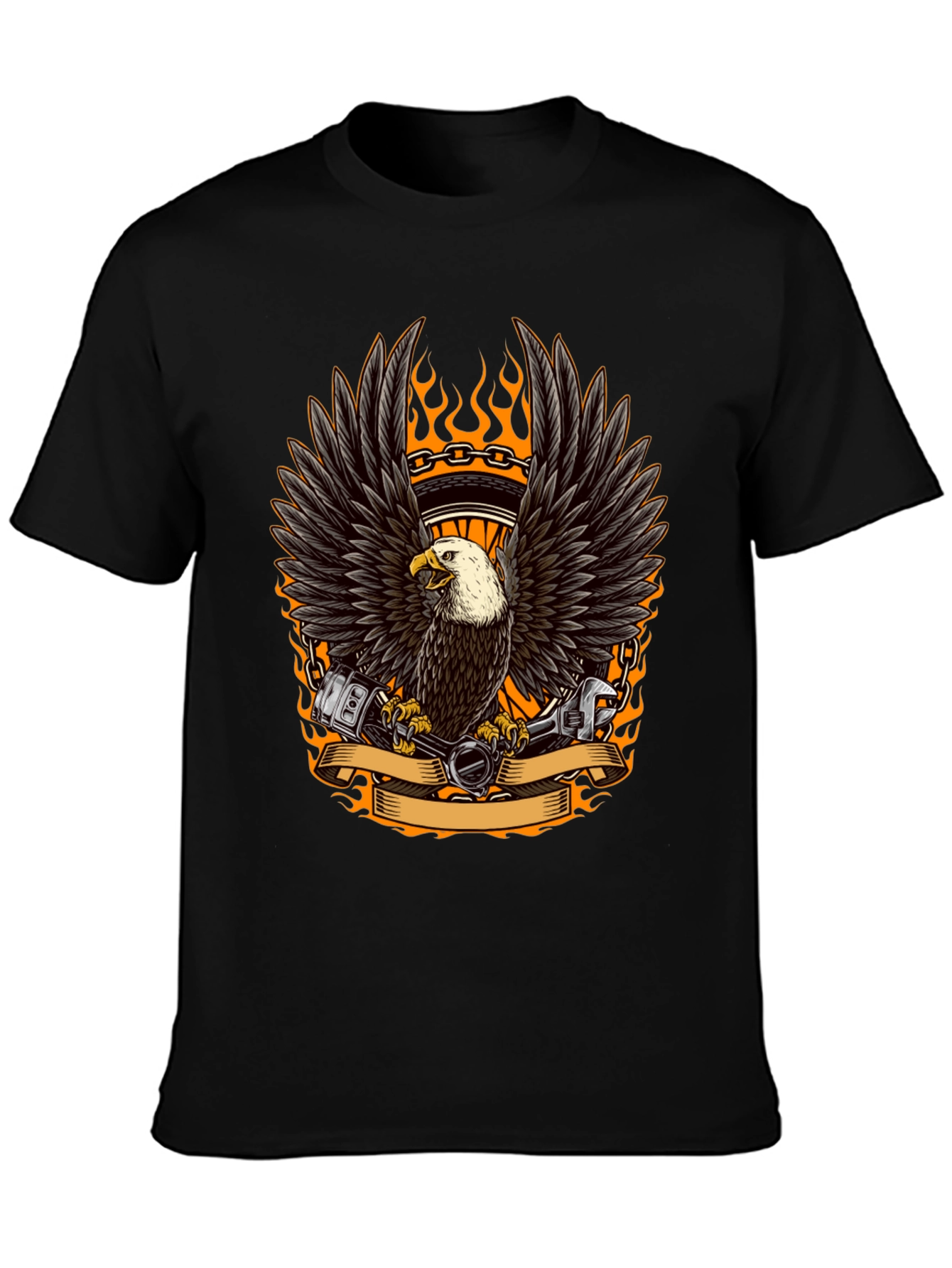 Eagle Biker Graphic Tee - Cool Black T-Shirt