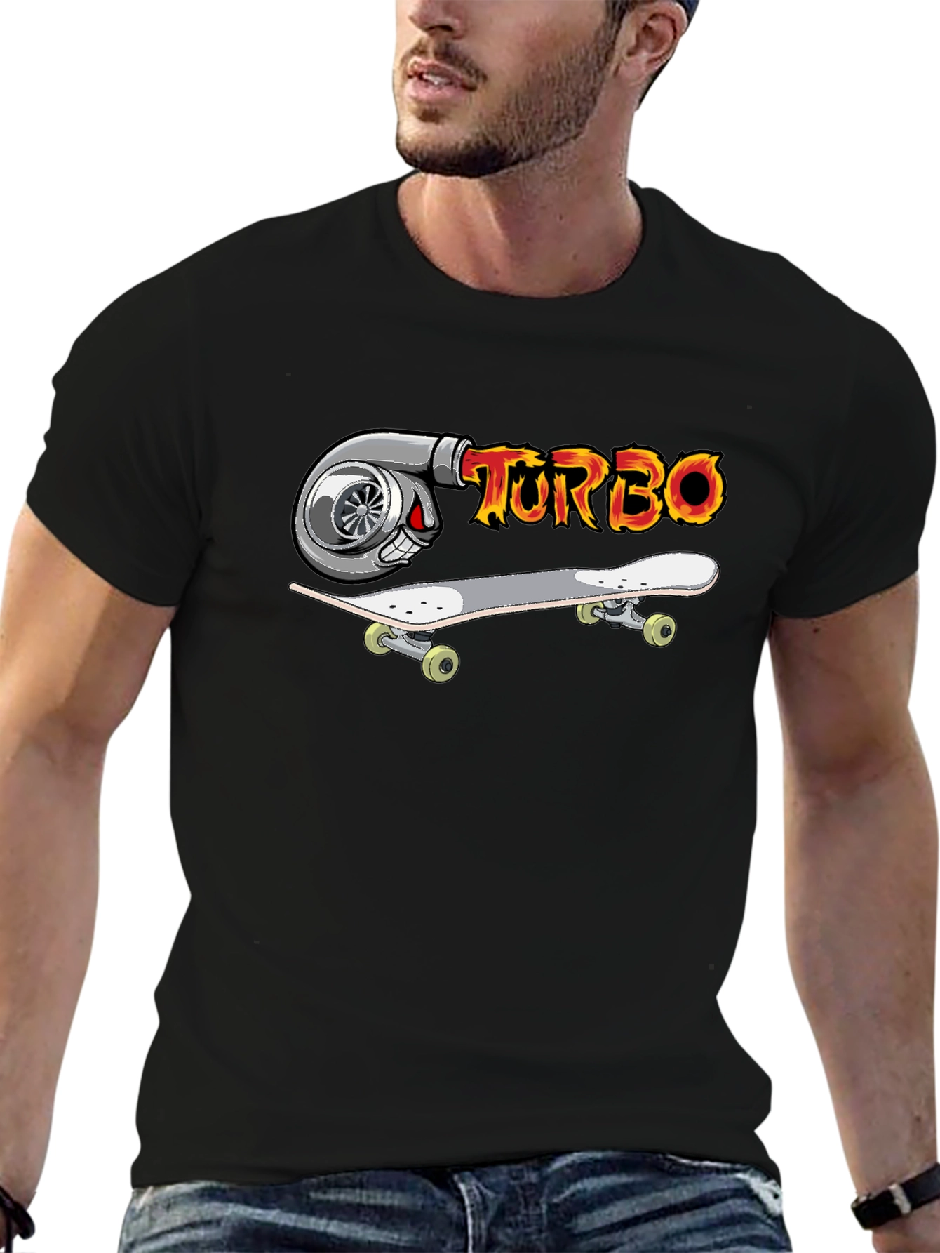 Turbo Skateboard Graphic T-Shirt - Cool Design