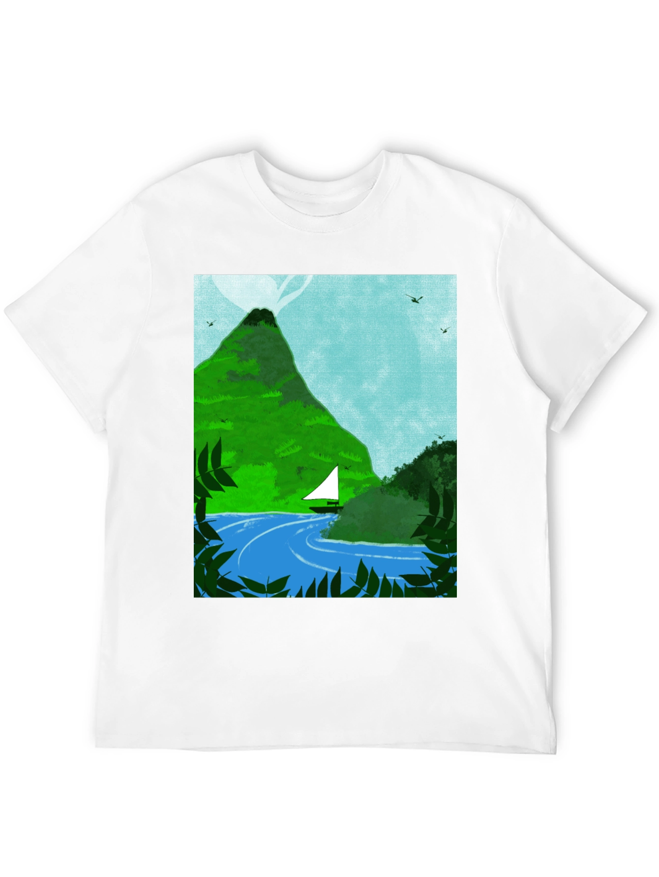 Mountain Sailboat Graphic Tee - Black