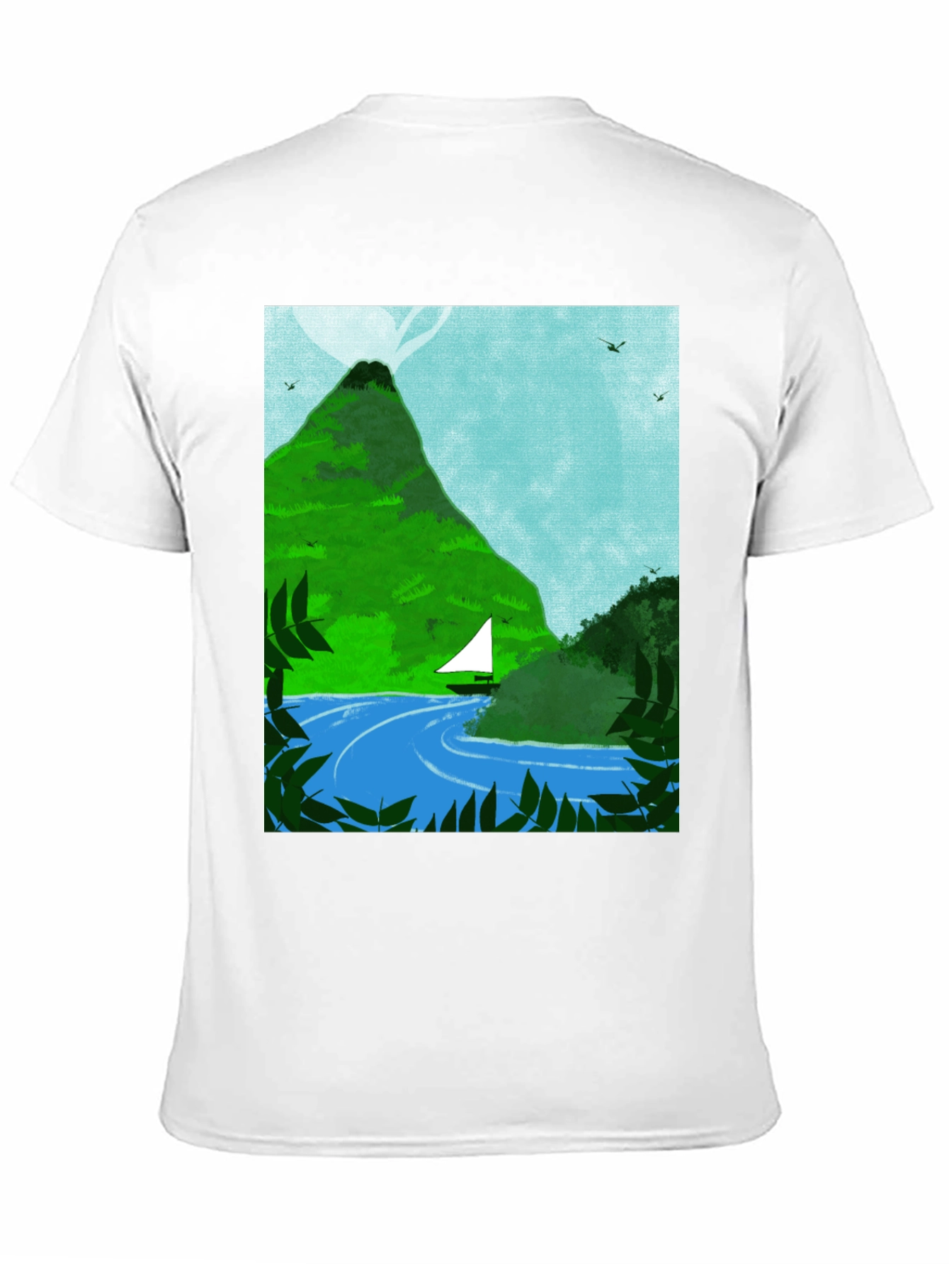 Mountain Sailboat Graphic Tee - Black