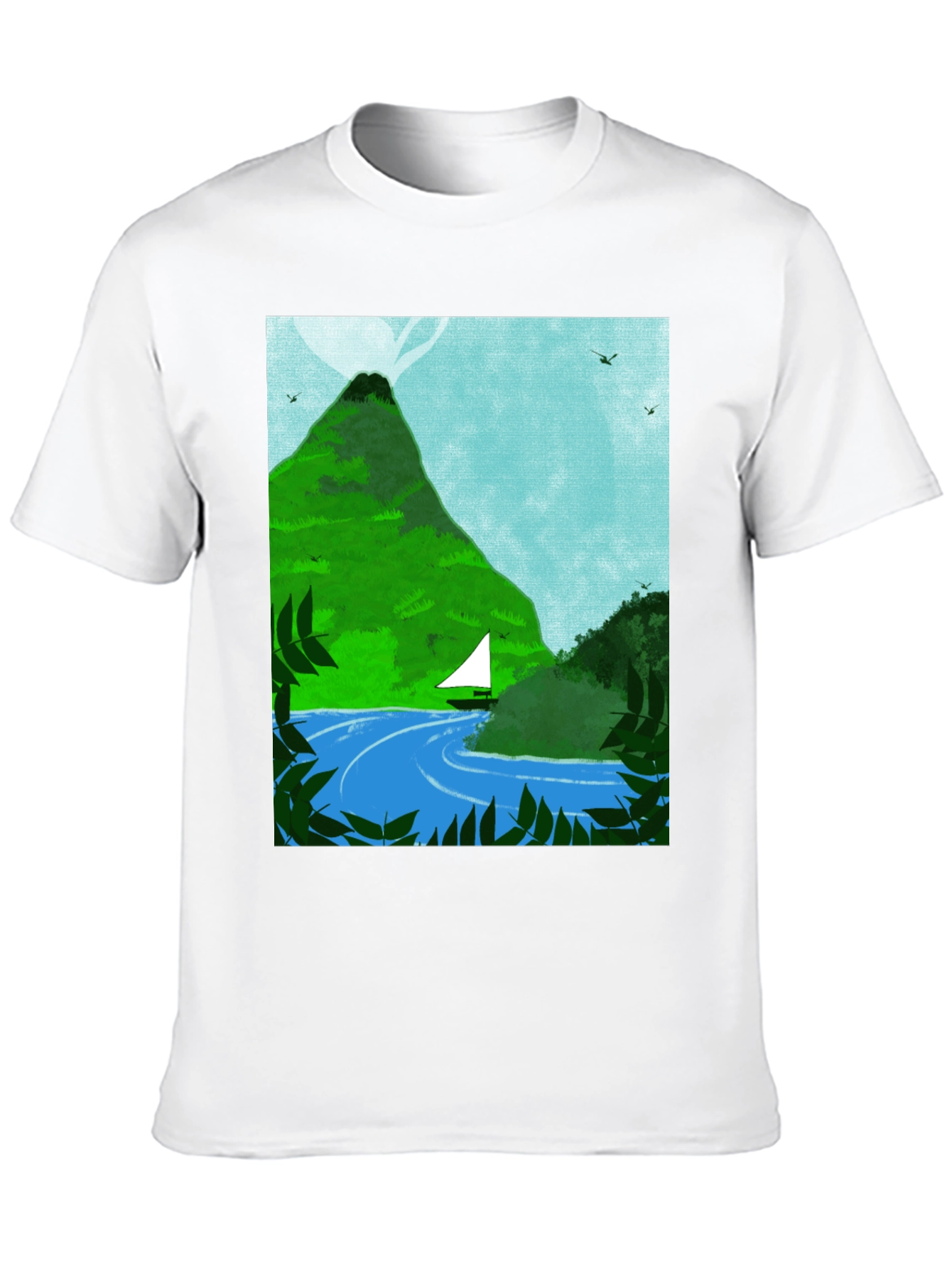 Mountain Sailboat Graphic Tee - Black