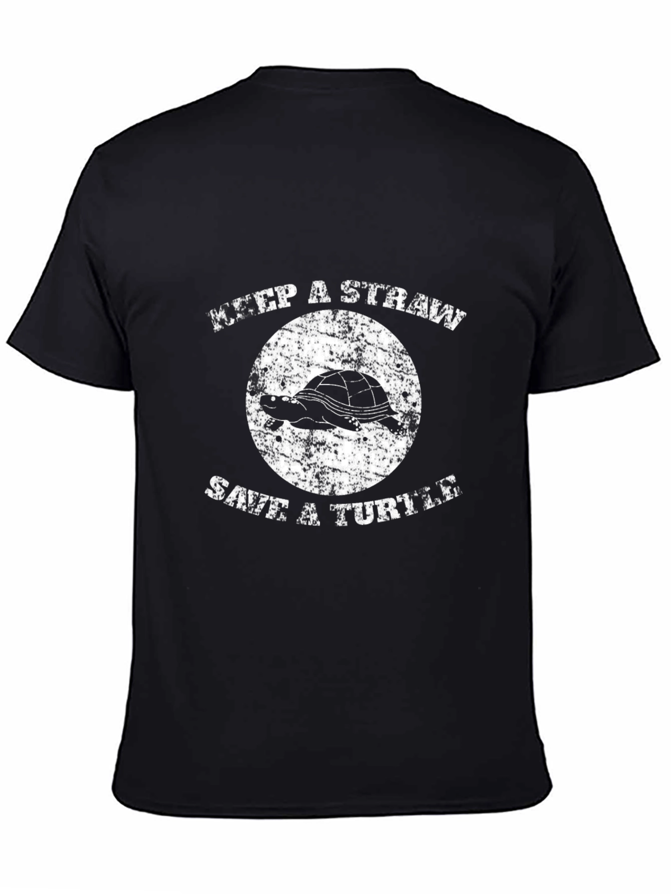 Keep A Straw Save A Turtle Black Graphic Tee