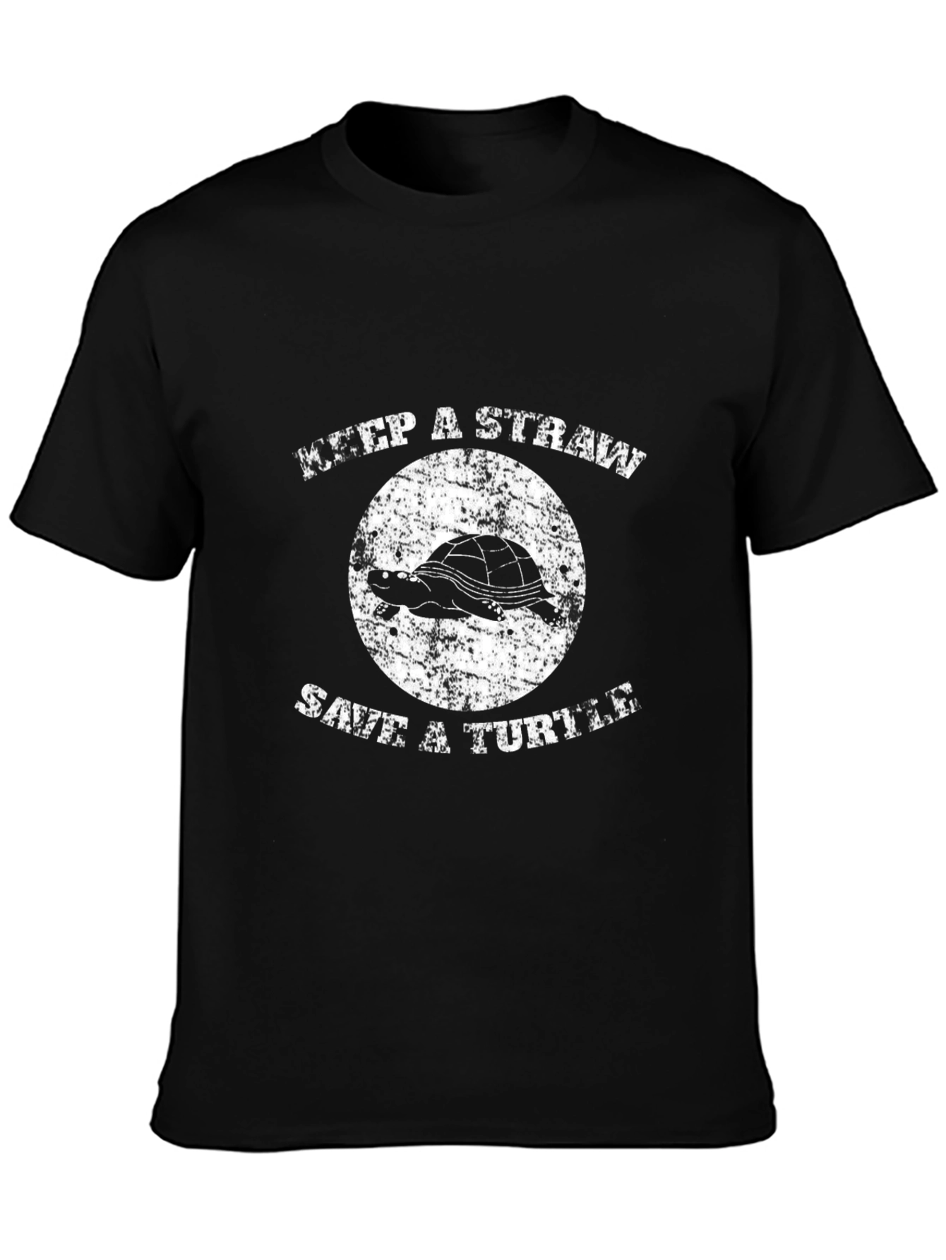 Keep A Straw Save A Turtle Black Graphic Tee