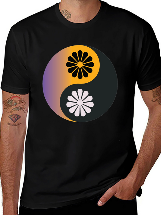 Yin Yang Floral Graphic Tee - Casual Comfort