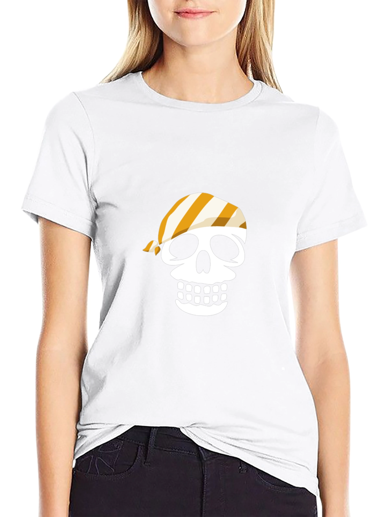 Pirate Skull Graphic Tee - Black Cotton Casual T-Shirt